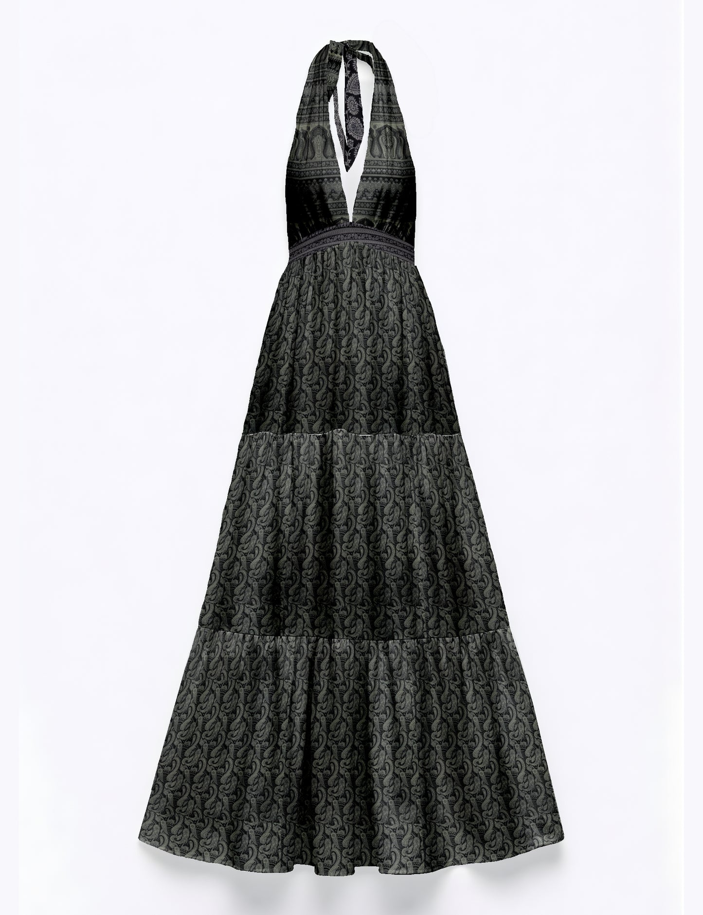 Flowy maxi tiered dress for vacations, brunch, and evening wear
