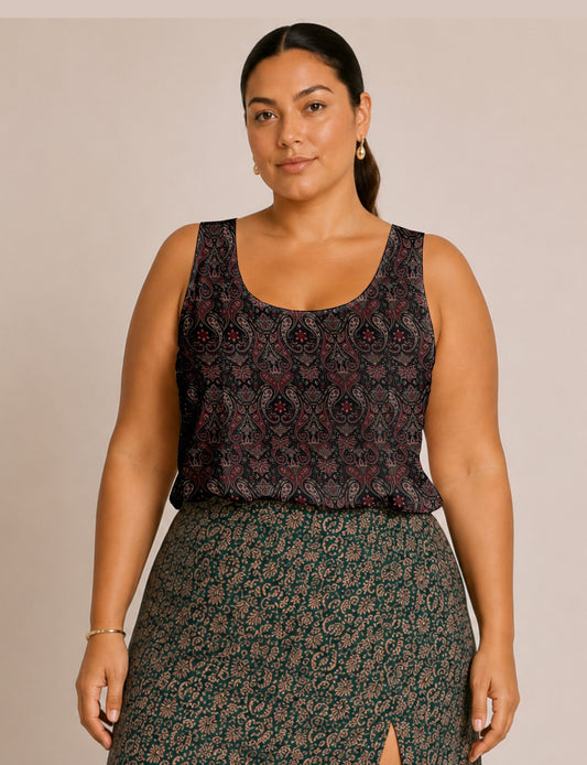 Sleeveless blouse - Black Paisley