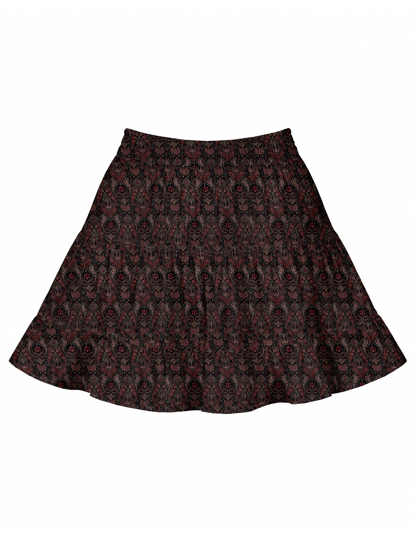 Short tiered skirt - Black Paisley