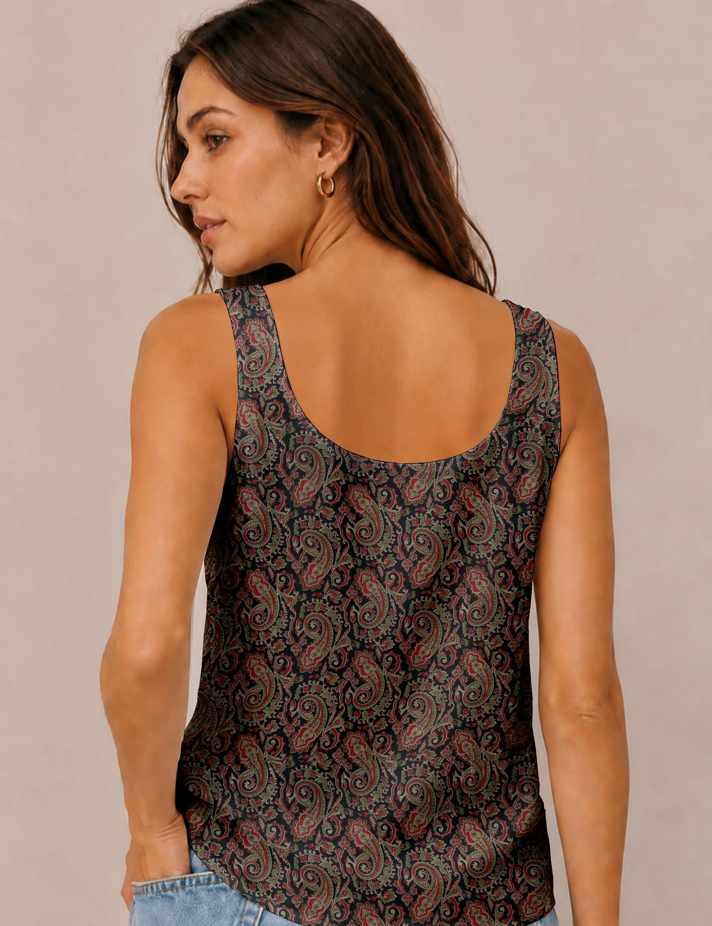 Sleeveless blouse - Black Paisley