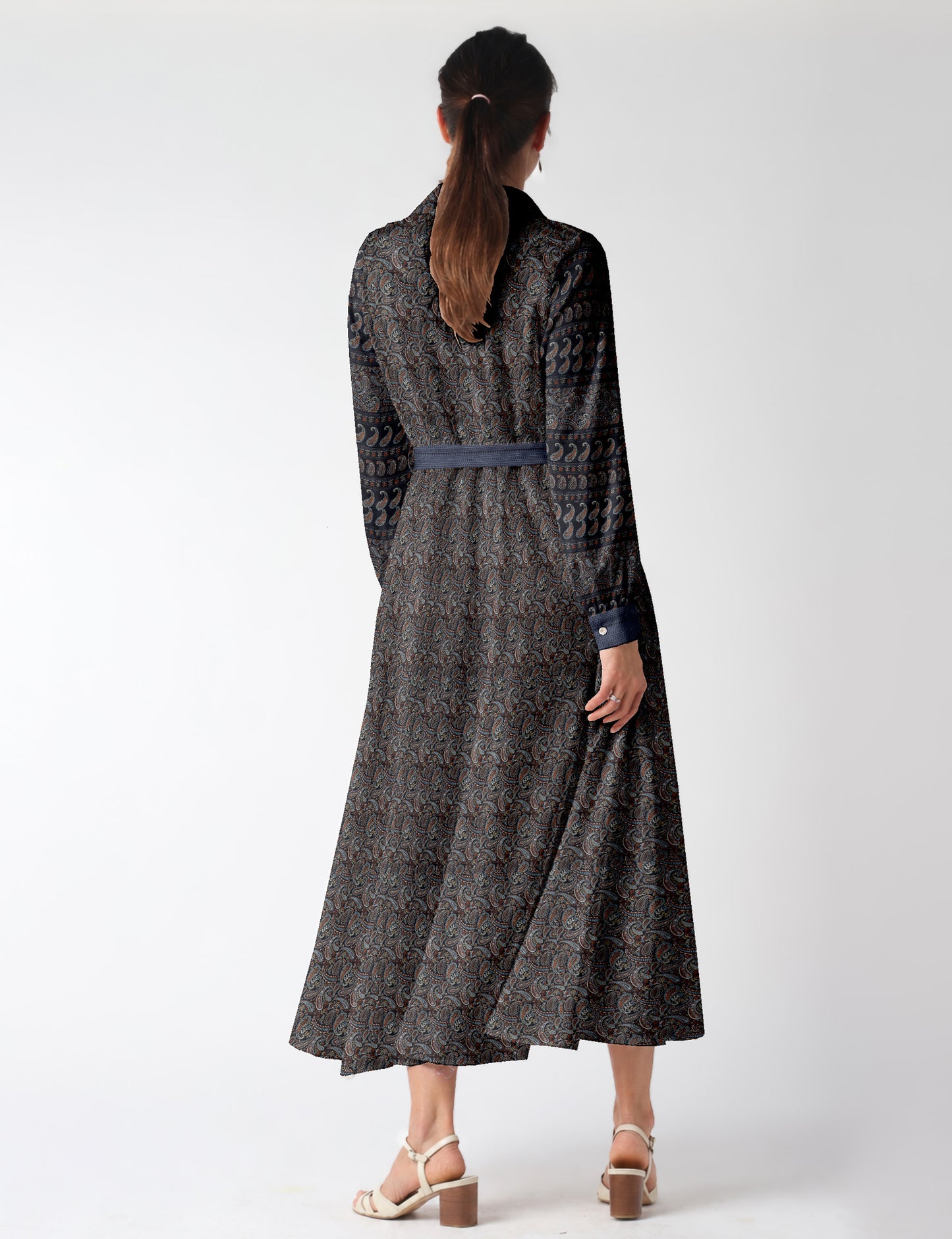 Long shirt dress - Black Paisley