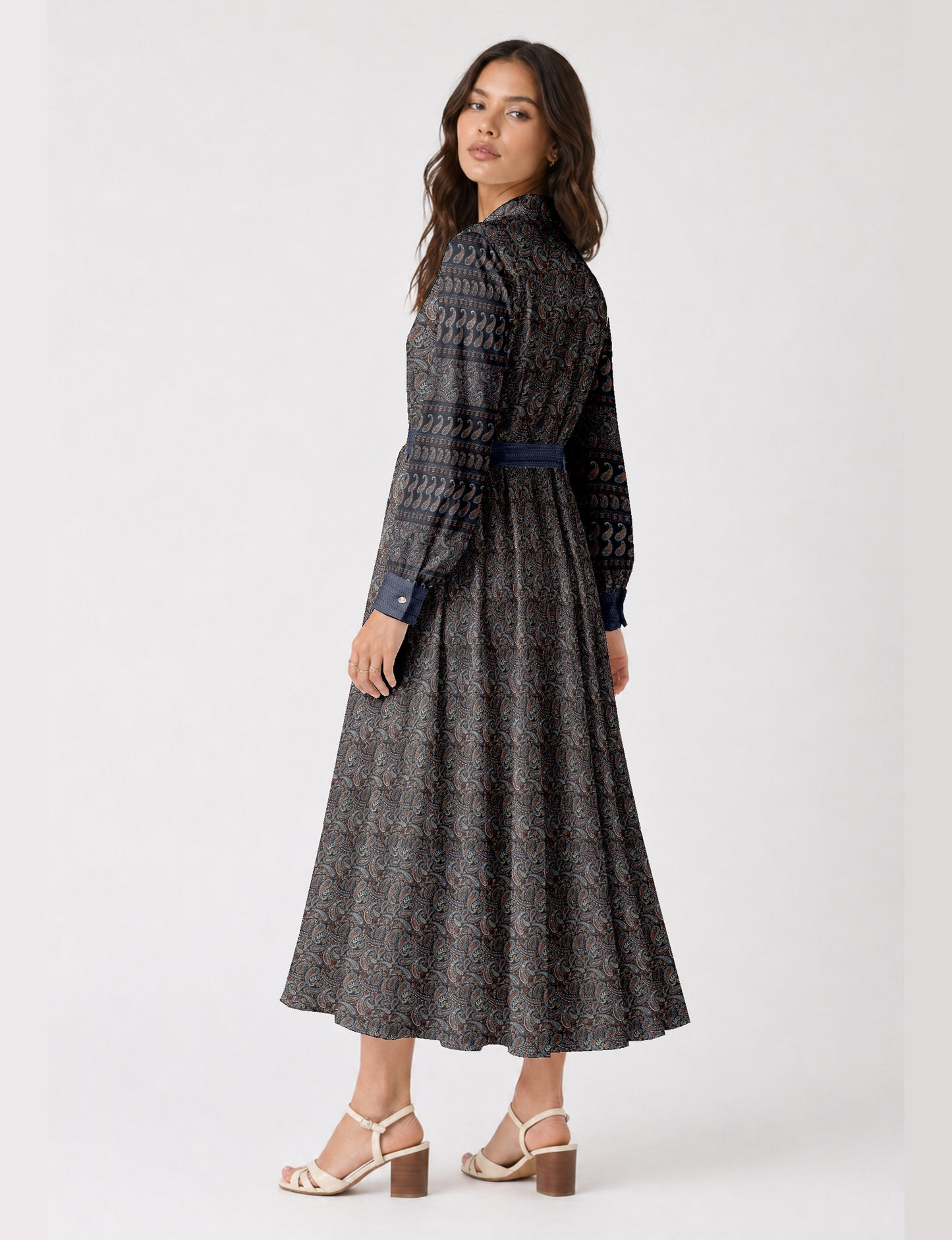 Long shirt dress - Black Paisley