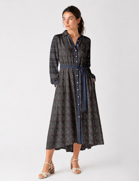 Long shirt dress - Black Paisley