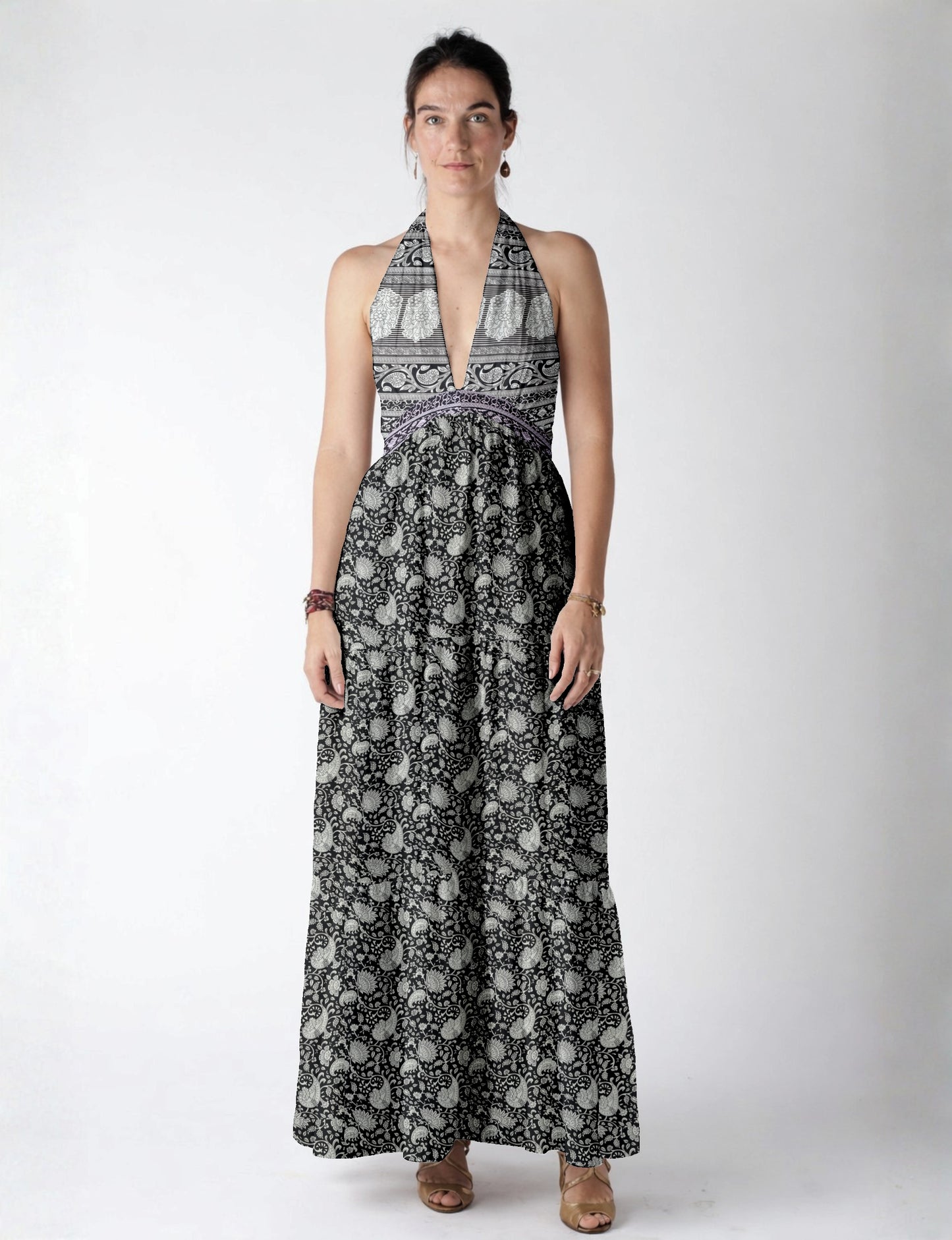 Flowy maxi tiered dress for vacations, brunch, and evening wear