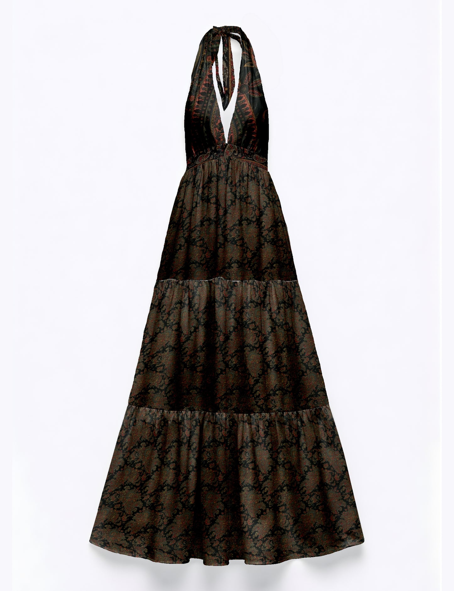 Flowy maxi tiered dress for vacations, brunch, and evening wear