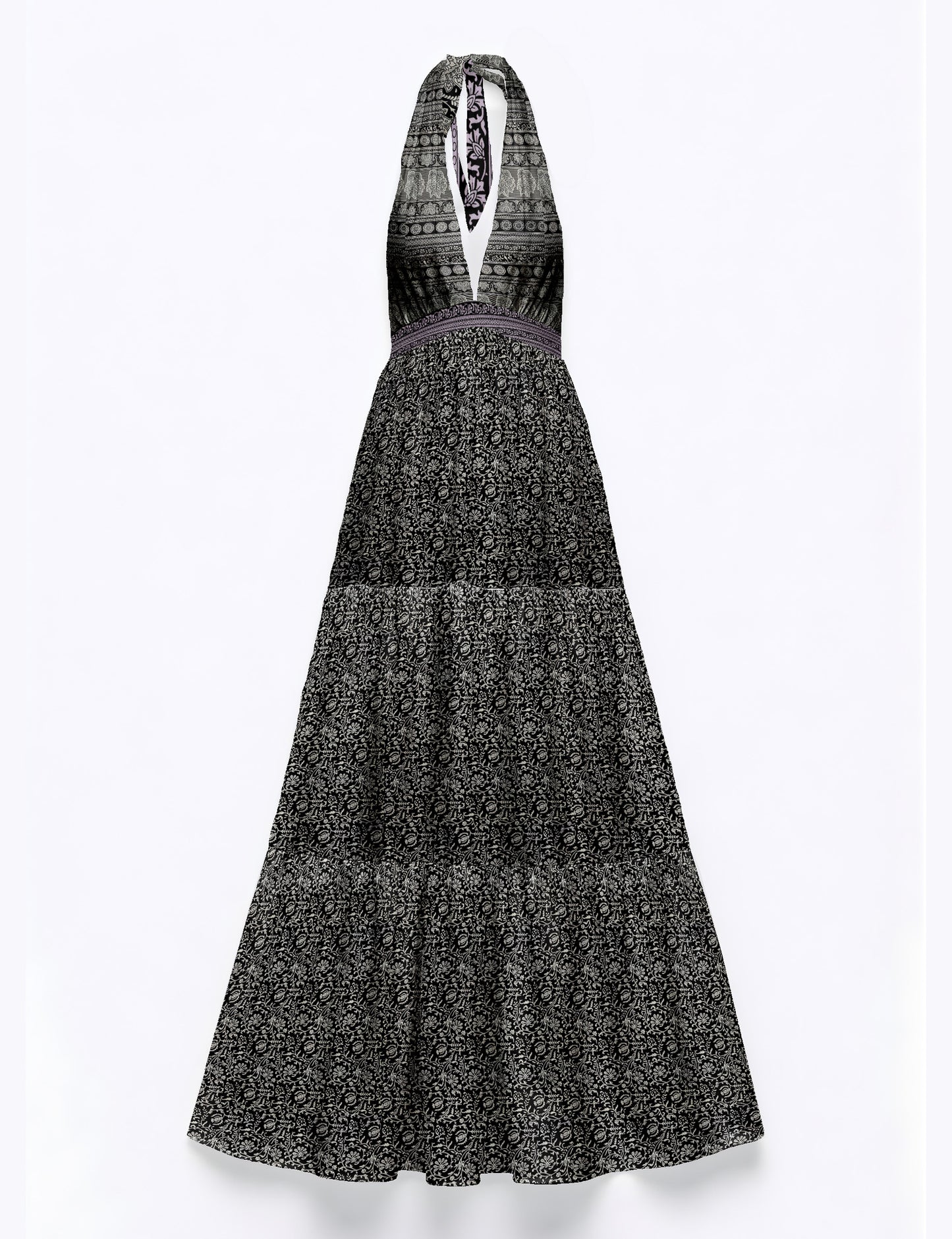 Flowy maxi tiered dress for vacations, brunch, and evening wear