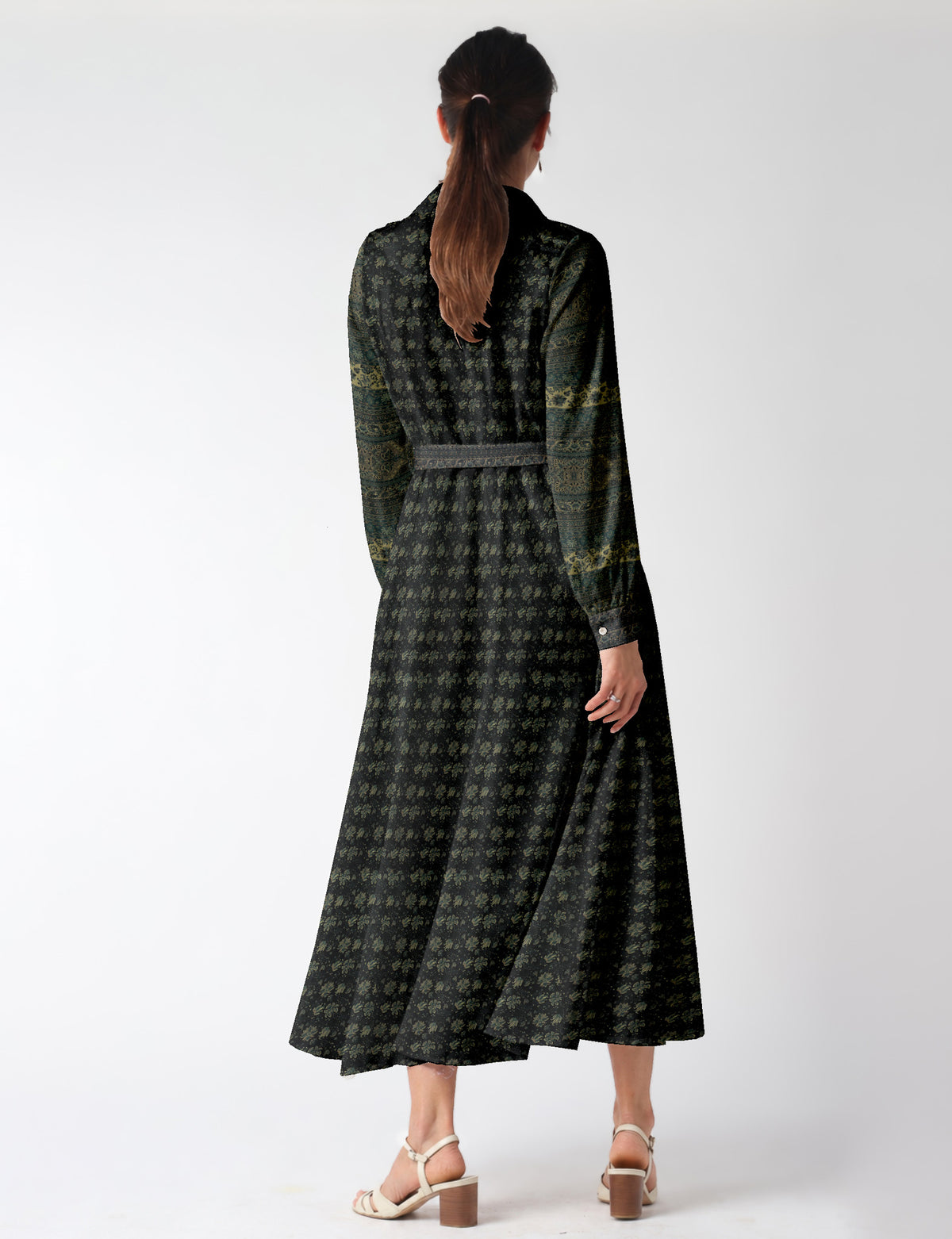 Long shirt dress - Black Tropical