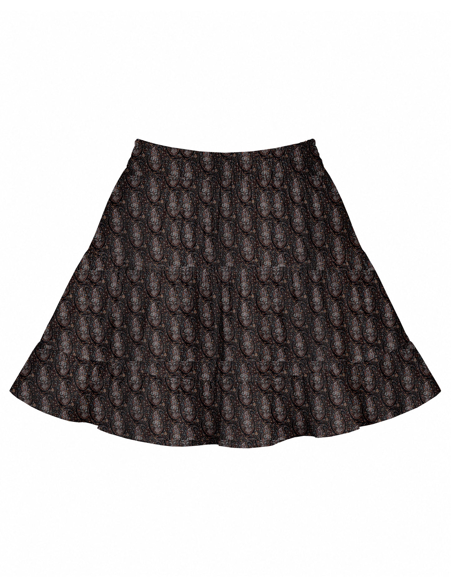 Short tiered skirt with a fitted waistband, knife pleats, softly flared silhouette, side seam pockets, and above-the-knee length.