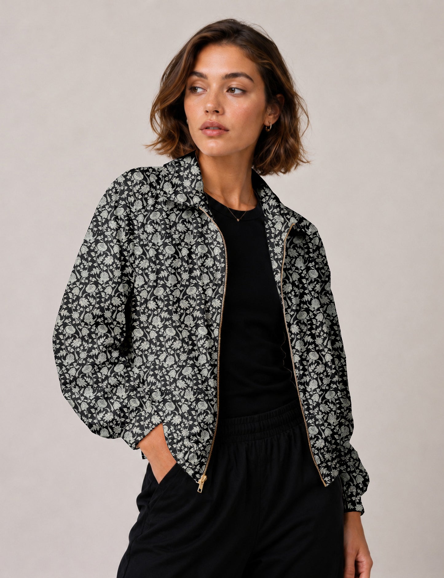Bomber Jacket - Black Tropical