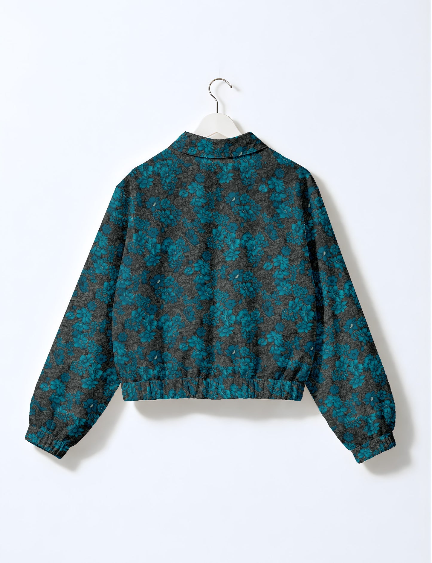 Love Bomber Jacket made from recycled fabric, featuring hand-stitched Aari embroidery. A unique piece of zero-waste clothing, part of the circular fashion movement. Designed with upcycled materials for a stylish yet environmentally friendly clothing choice.