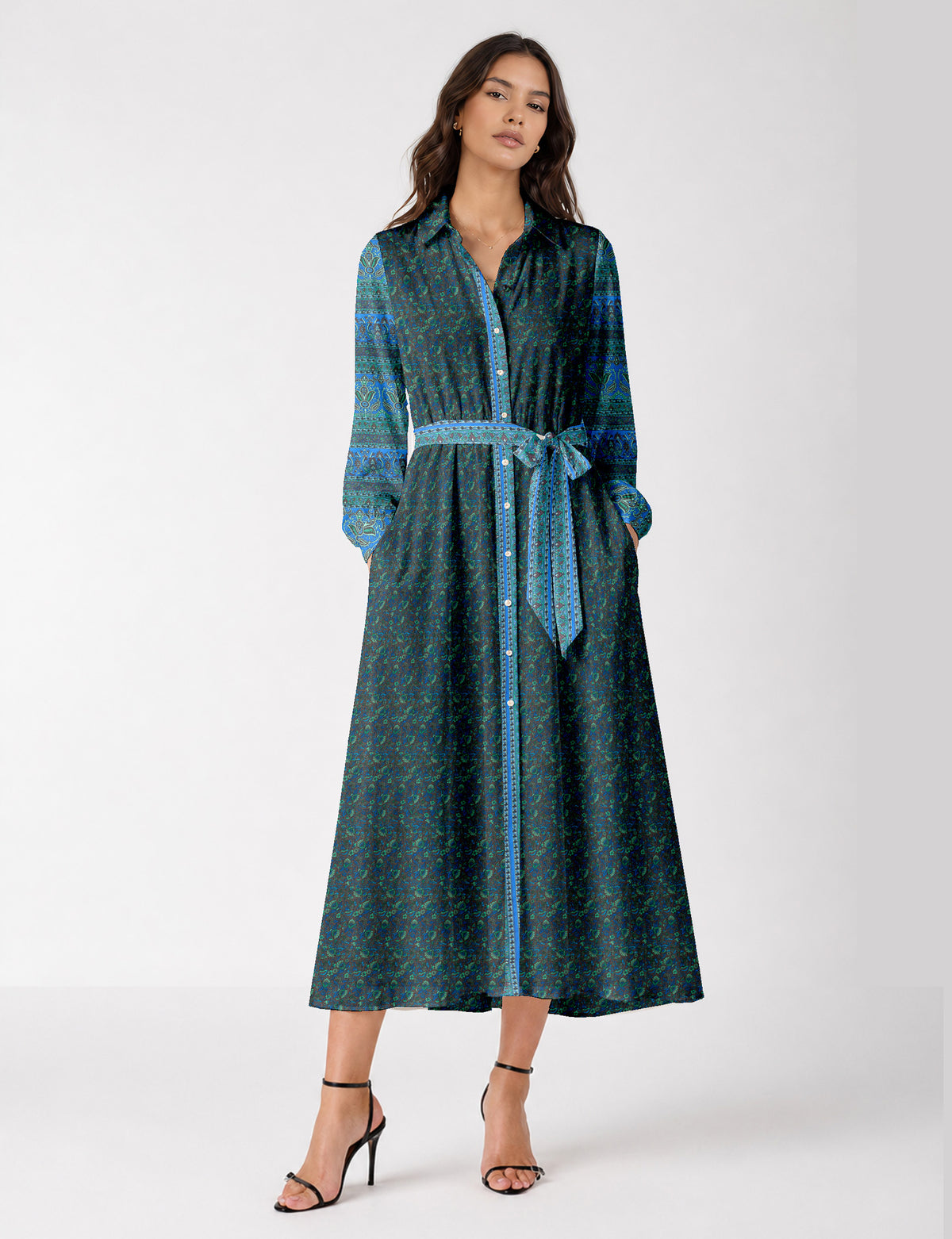 Long shirt dress - Blue Floral