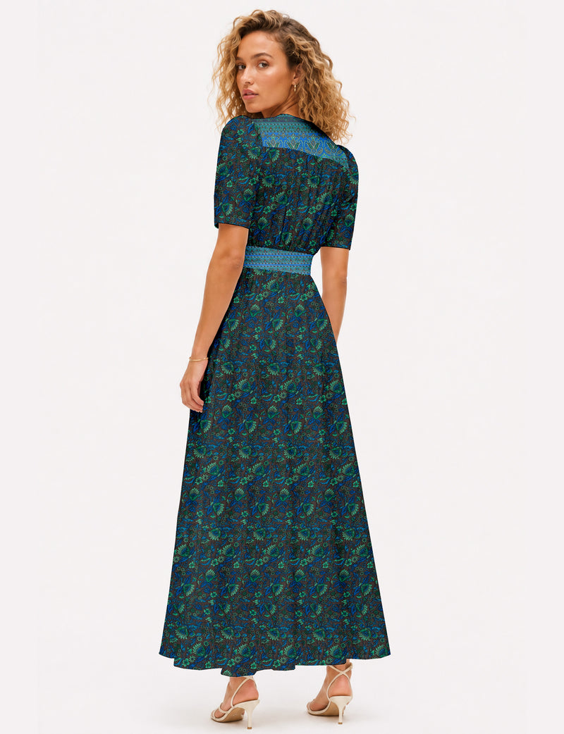 Maxi romantic dress - Blue Floral
