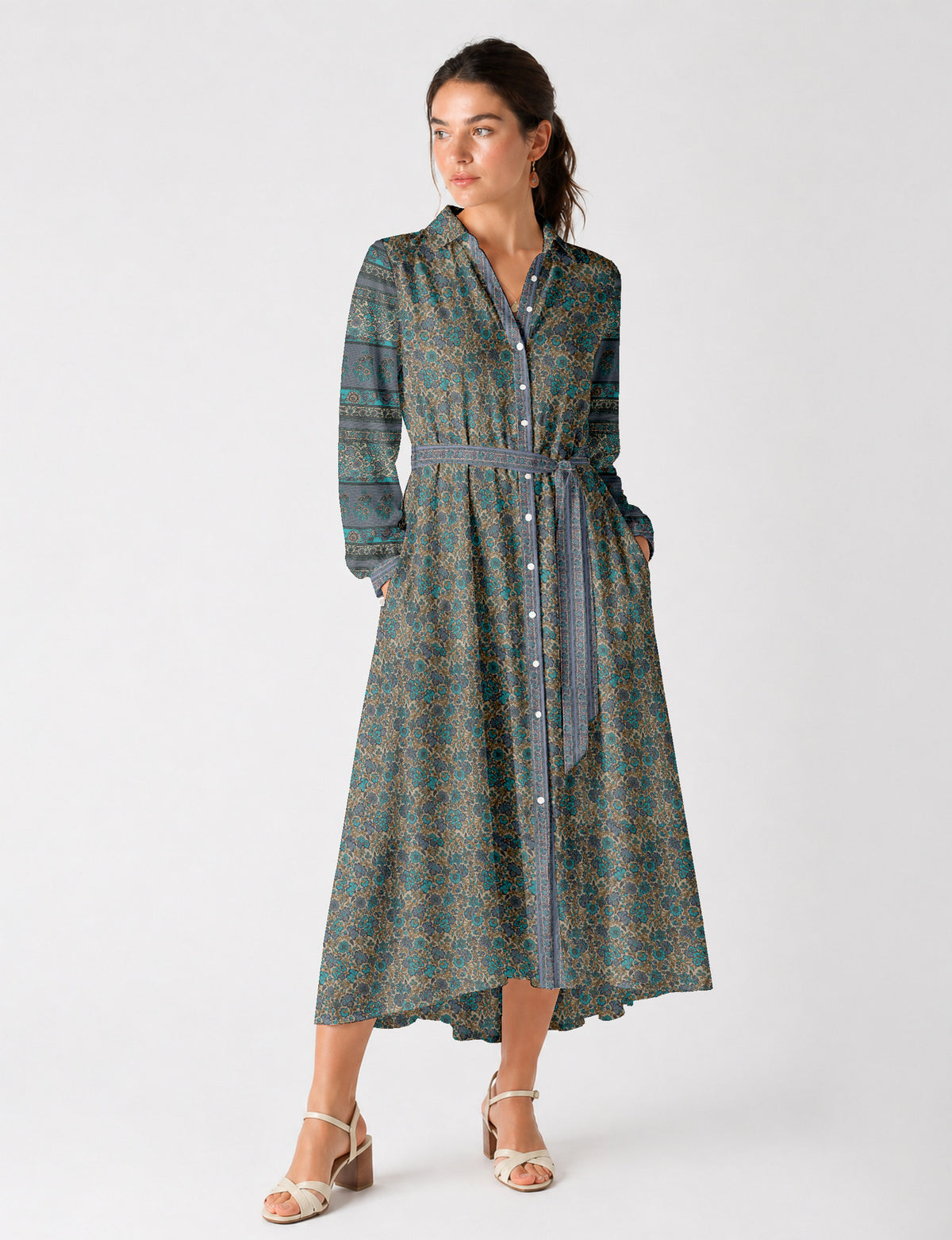 Long shirt dress - Blue Floral