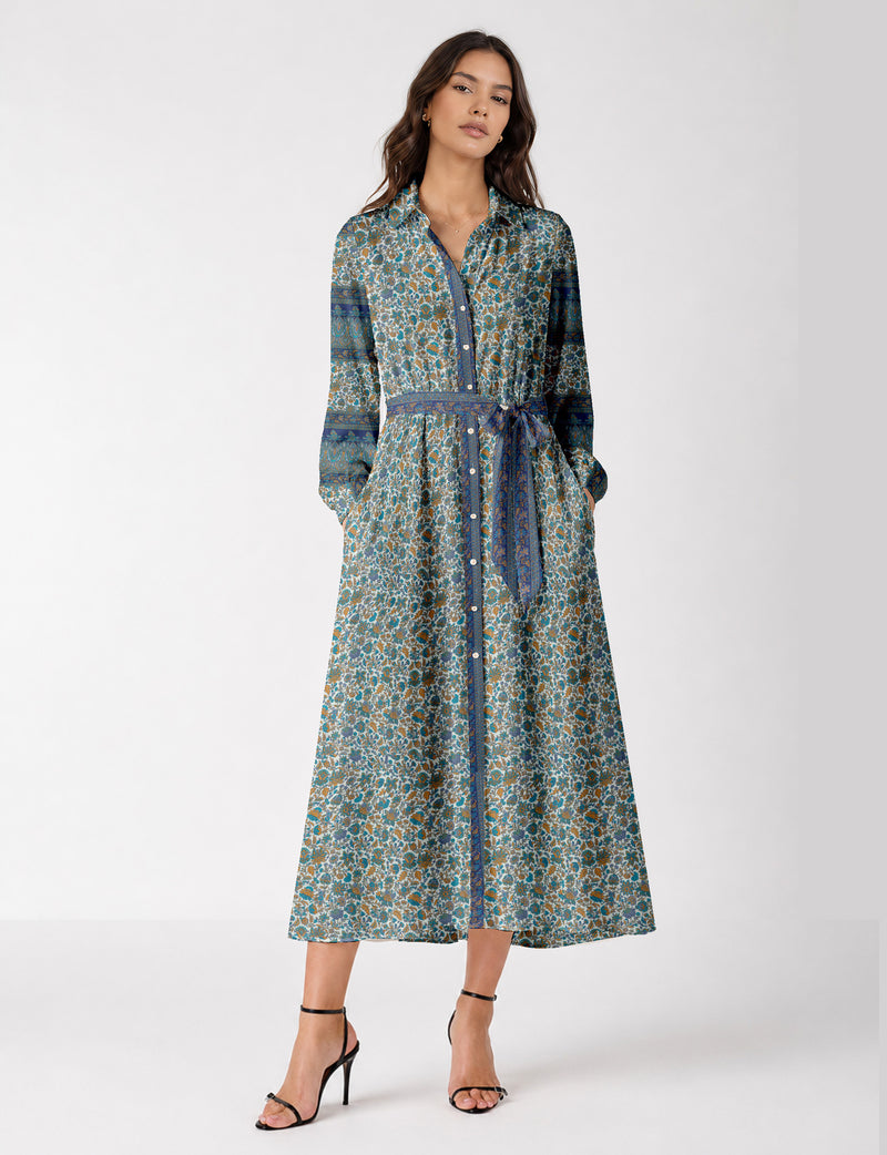 Long shirt dress - Blue Floral