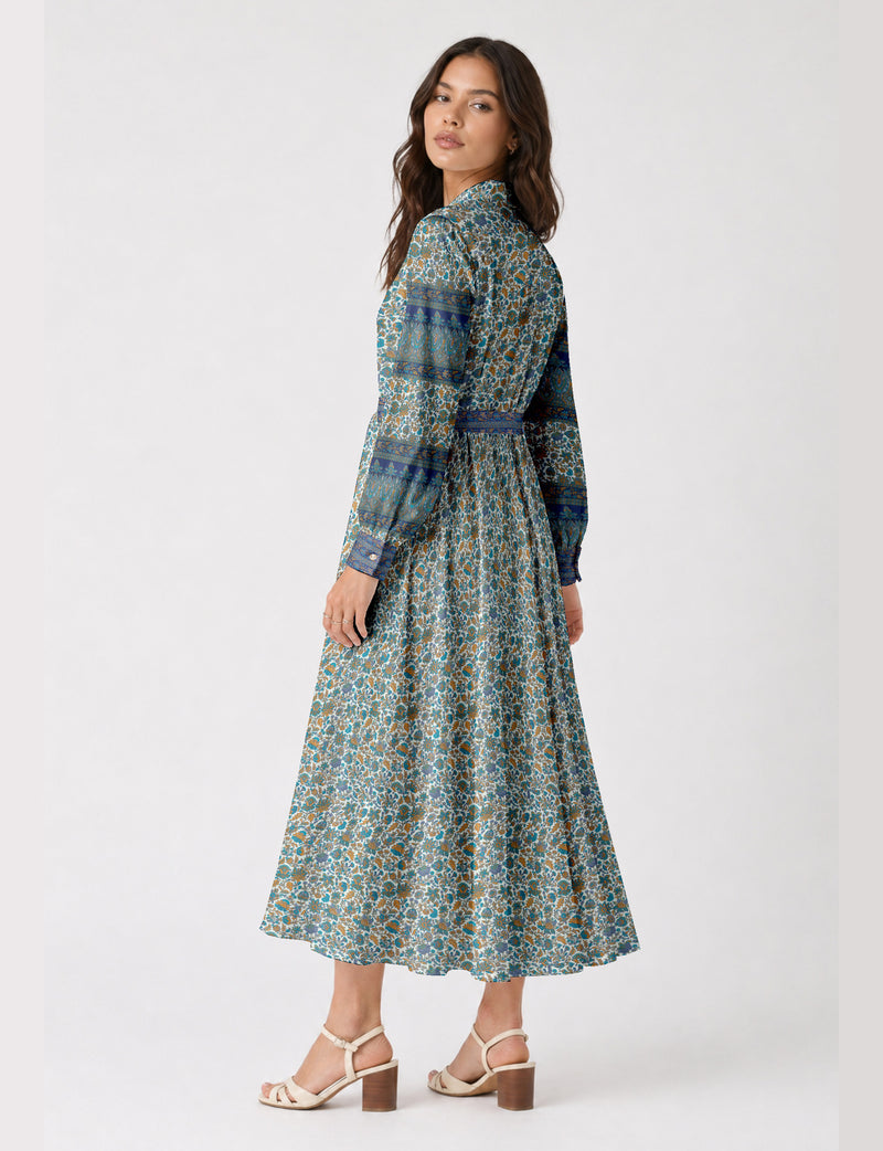 Long shirt dress - Blue Floral