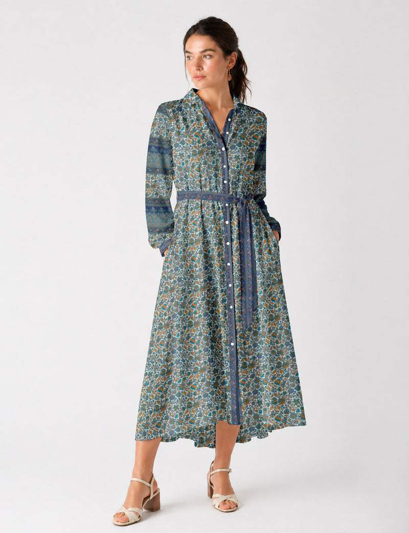 Long shirt dress - Blue Floral