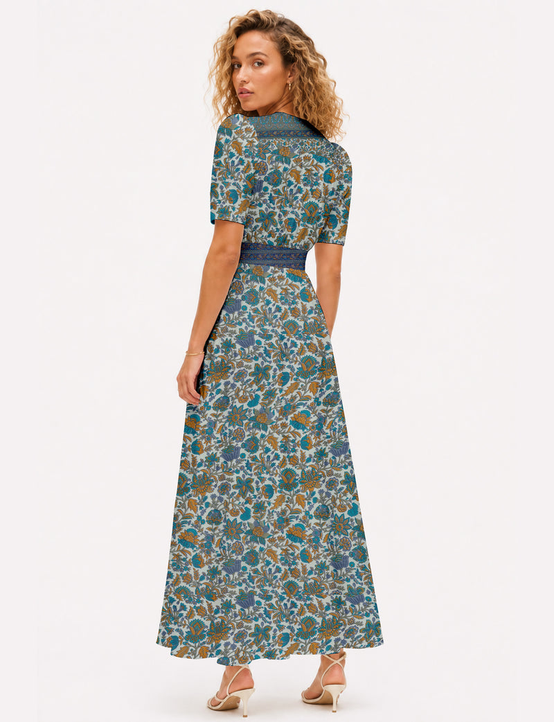 Maxi romantic dress - Blue Floral