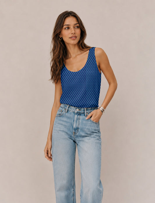 Sleeveless blouse - Blue Floral