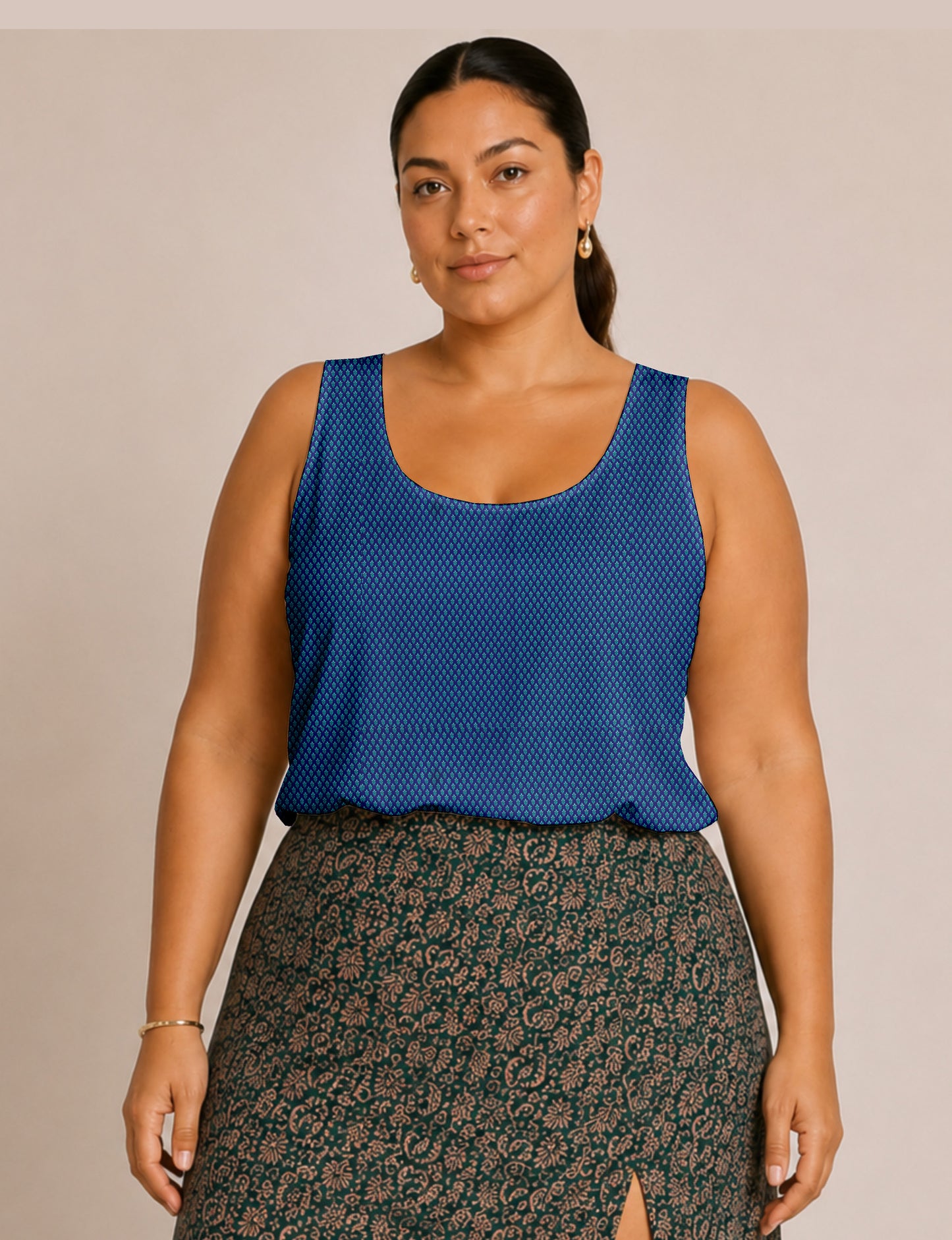 Sleeveless blouse - Blue Floral