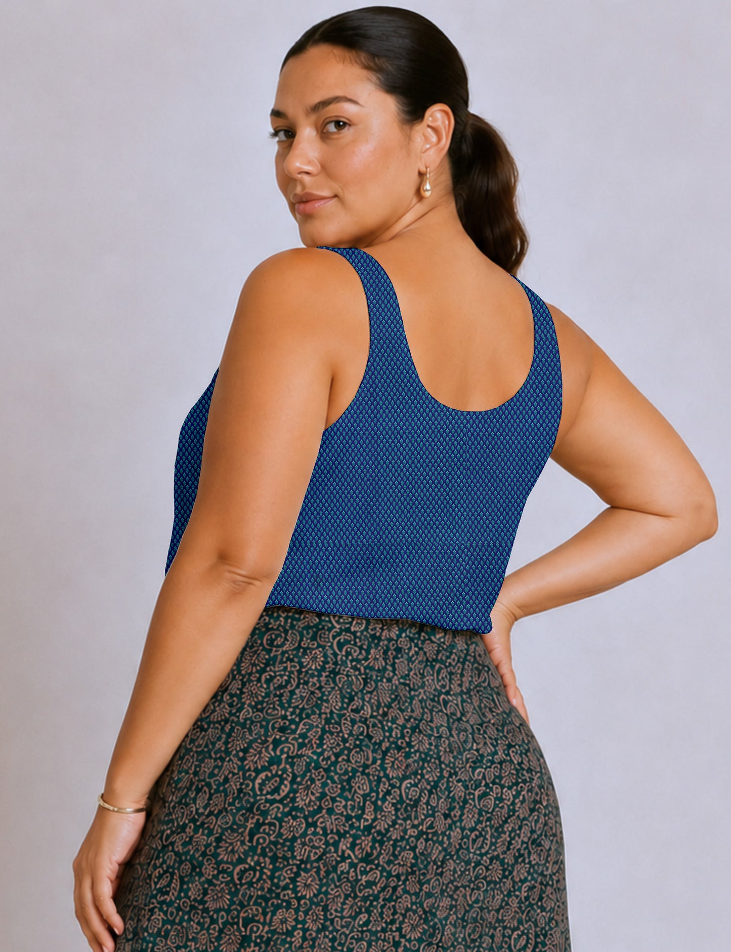 Sleeveless blouse - Blue Floral