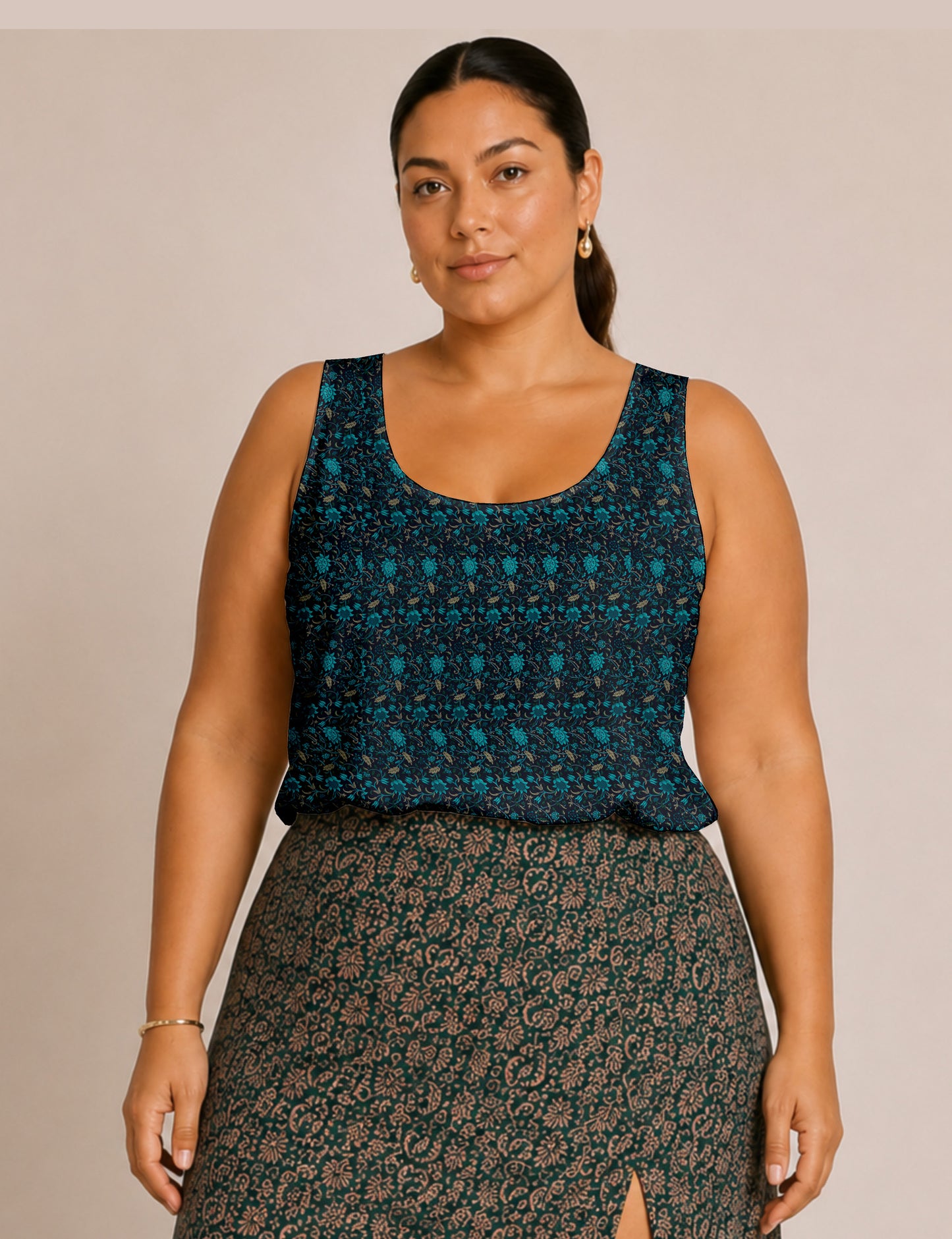 Sleeveless blouse - Blue Floral