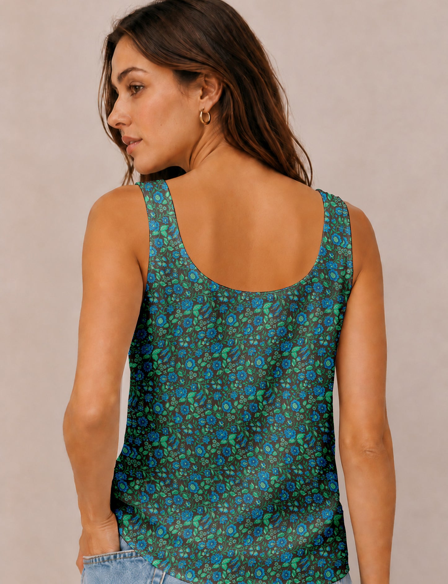 Sleeveless blouse - Blue Floral
