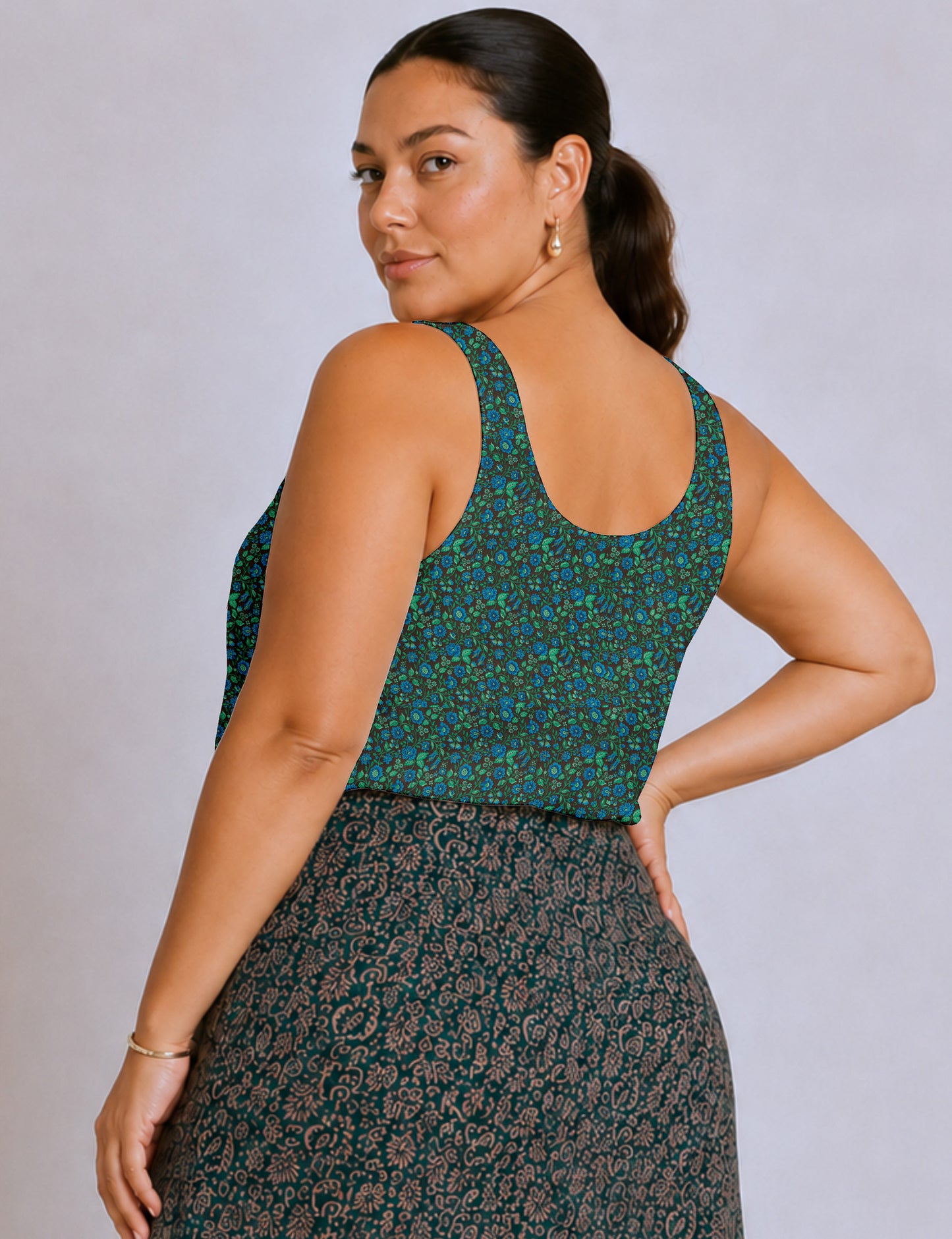 Sleeveless blouse - Blue Floral