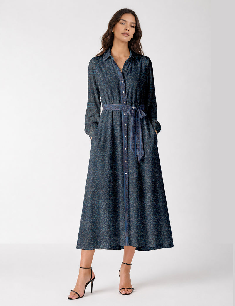 Long shirt dress - Blue Floral