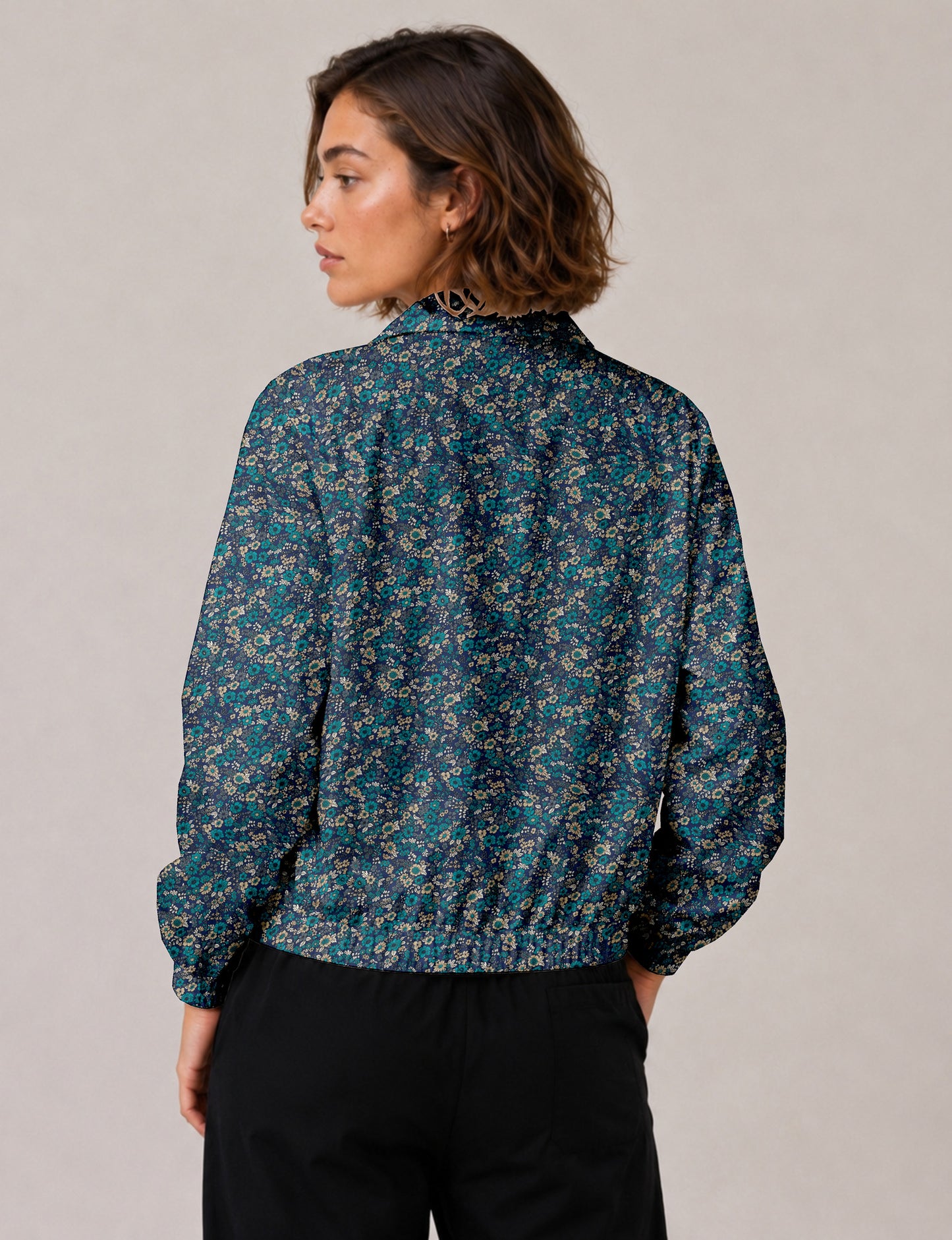 Bomber Jacket - Blue Floral