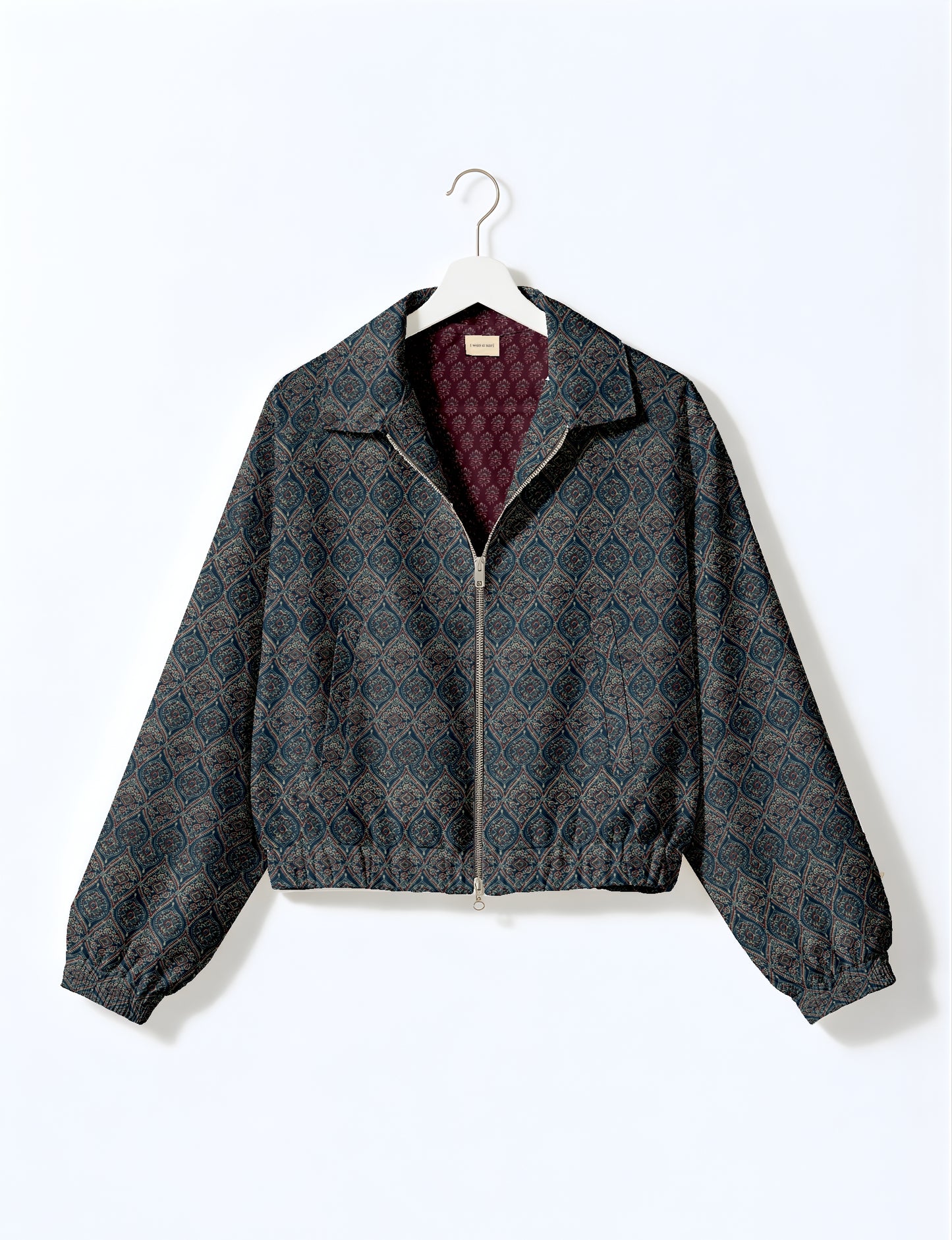 Bomber Jacket - Blue Indian Ethnic