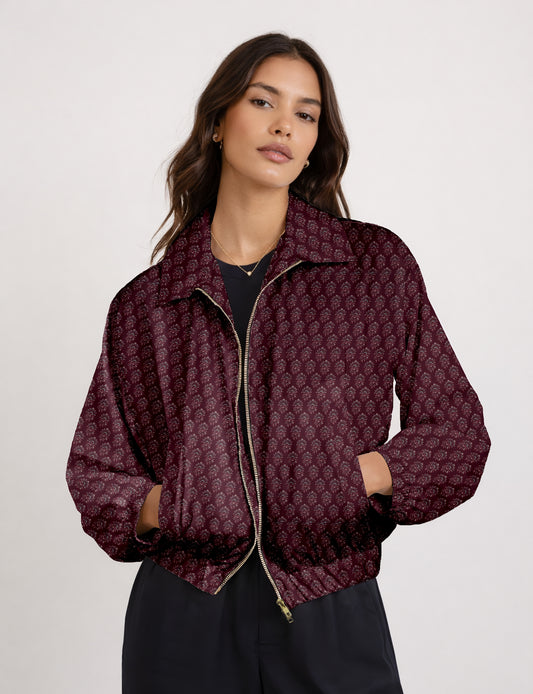 Bomber Jacket - Brown Floral