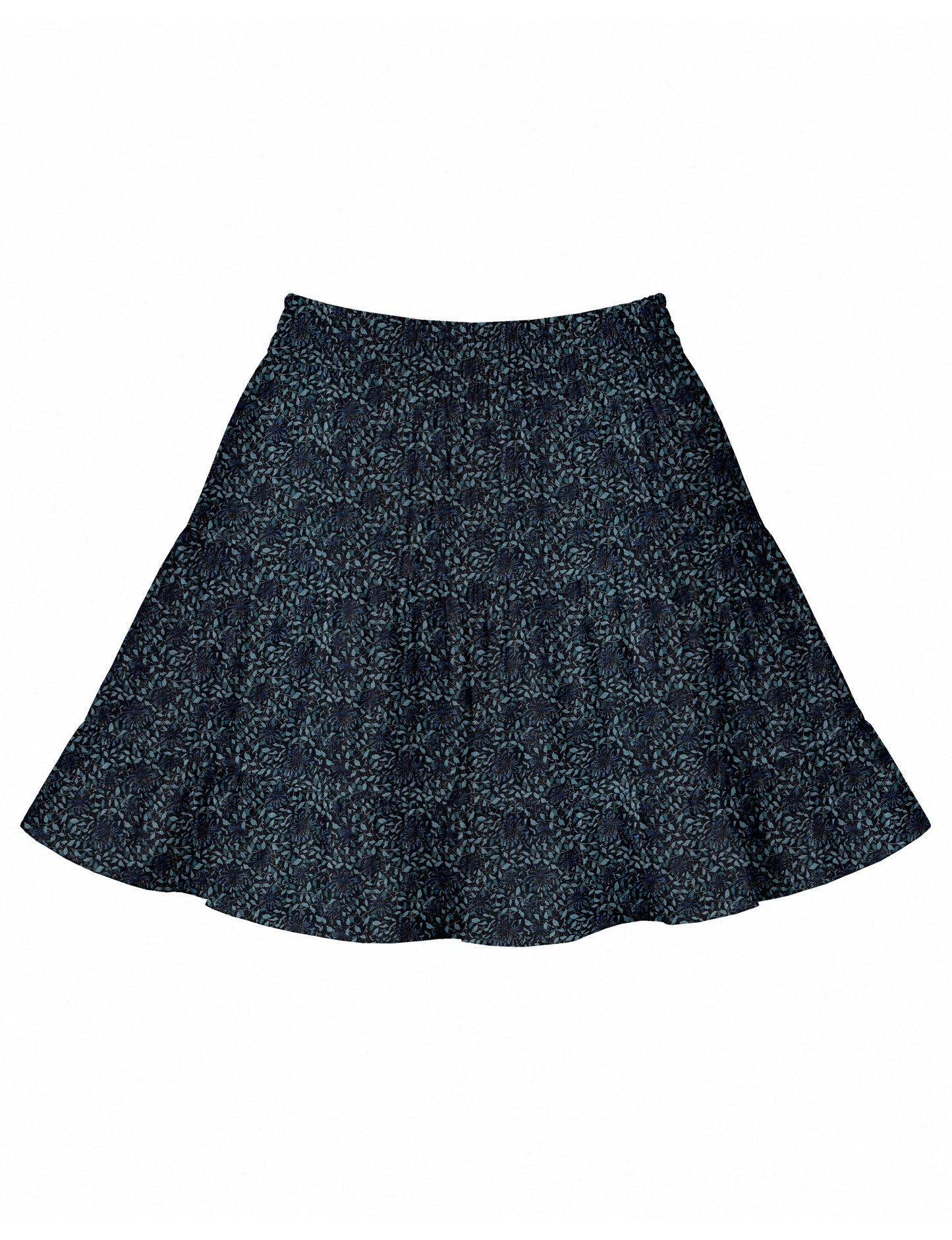 Short tiered skirt - Blue Leaves