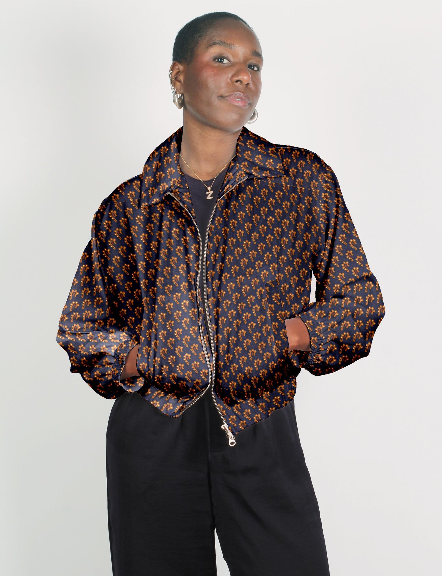 Bomberjacke - Blaues Mikro-Design