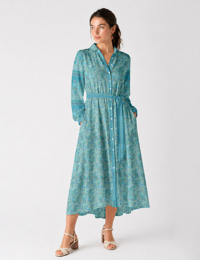 Long shirt dress - Blue Paisley