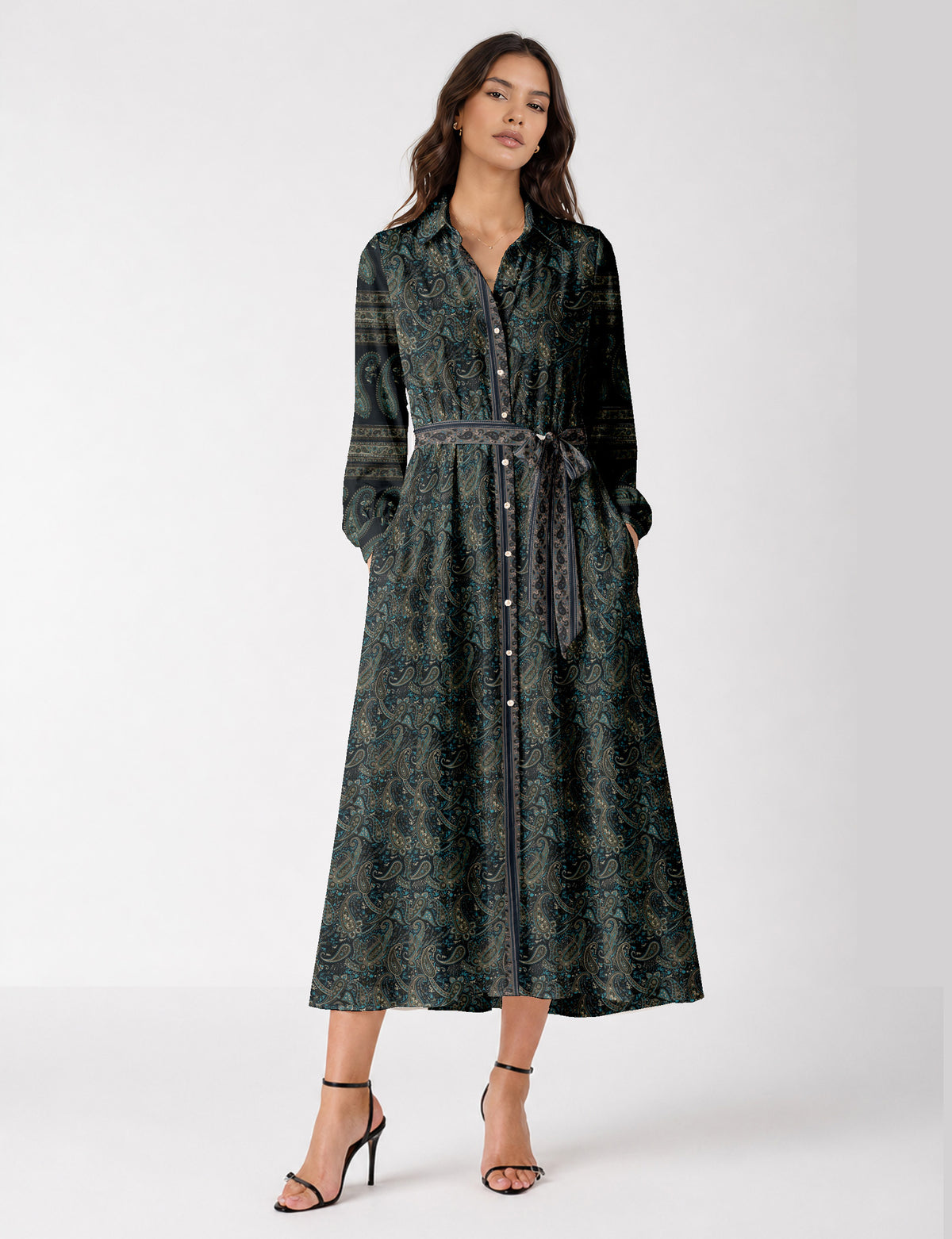 Long shirt dress - Blue Paisley