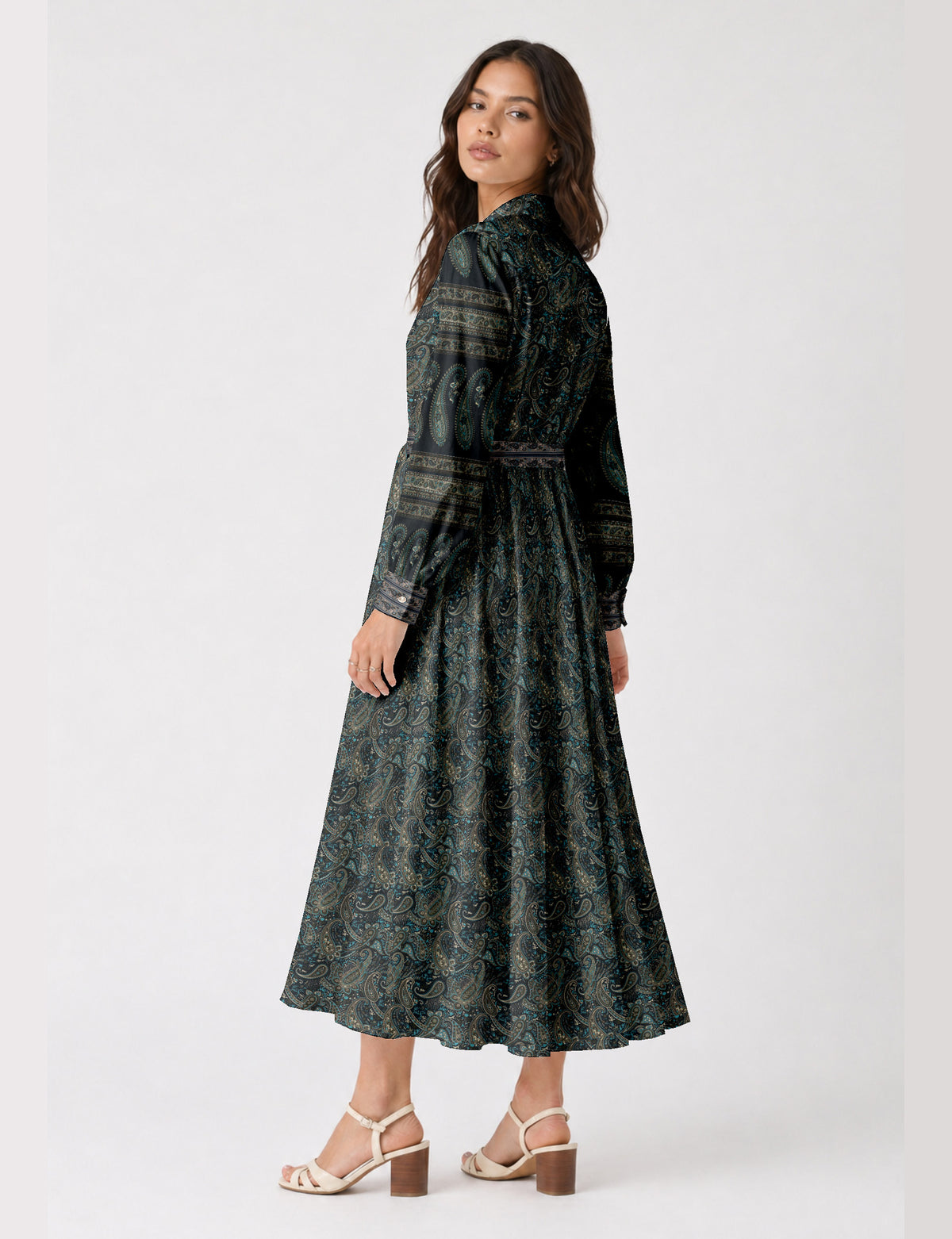 Long shirt dress - Blue Paisley
