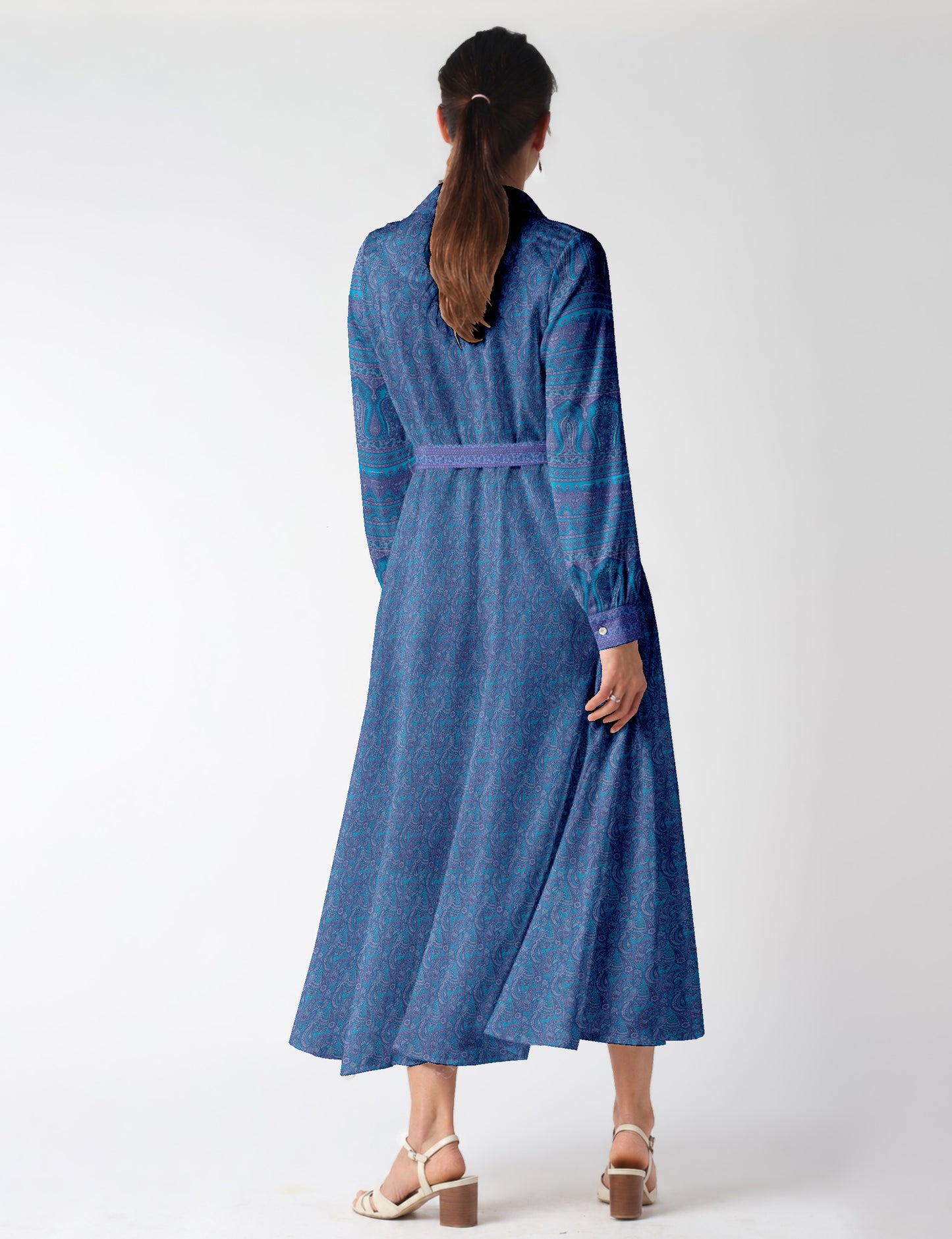 Long shirt dress - Blue Paisley
