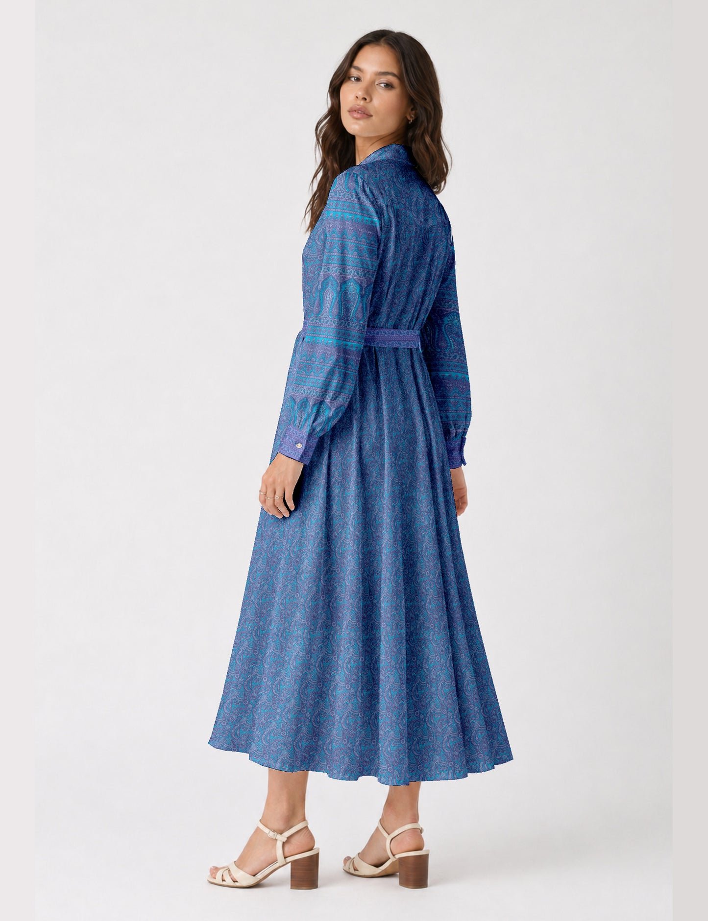 Long shirt dress - Blue Paisley