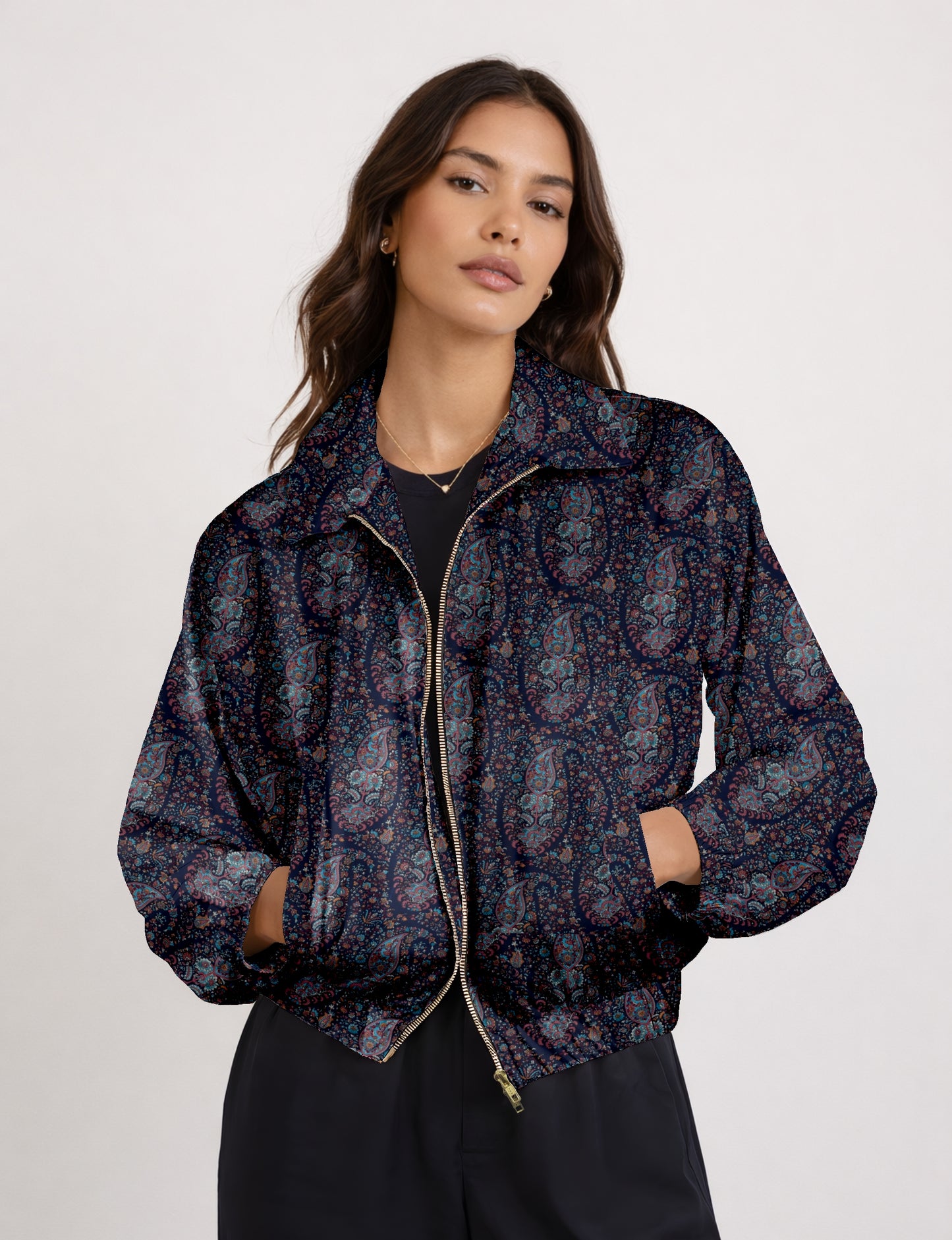 Bomber Jacket - Blue Paisley