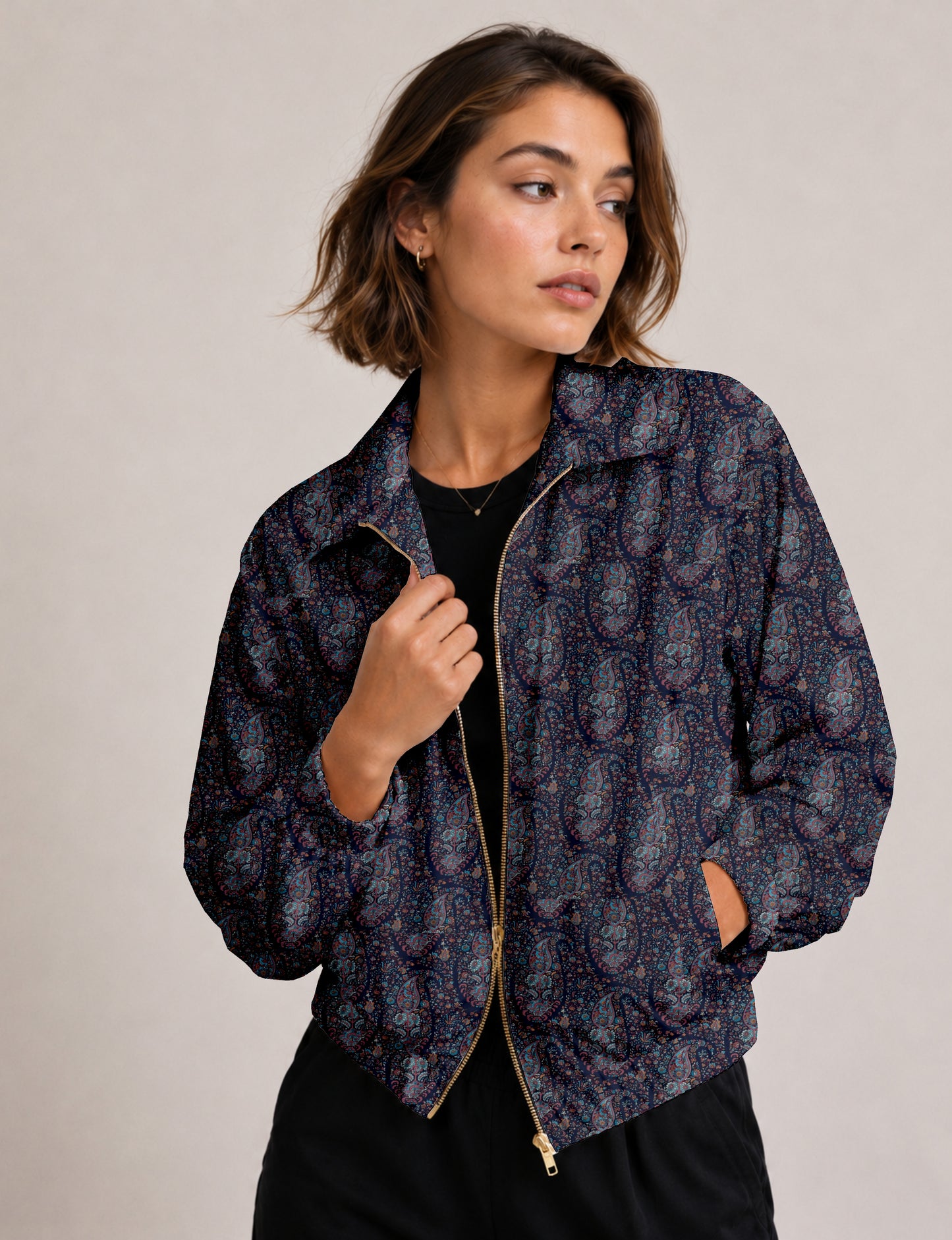 Bomber Jacket - Blue Paisley