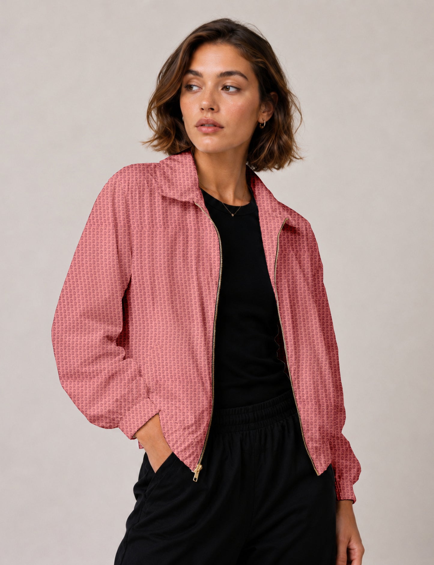 Bomber Jacket - Pink Floral
