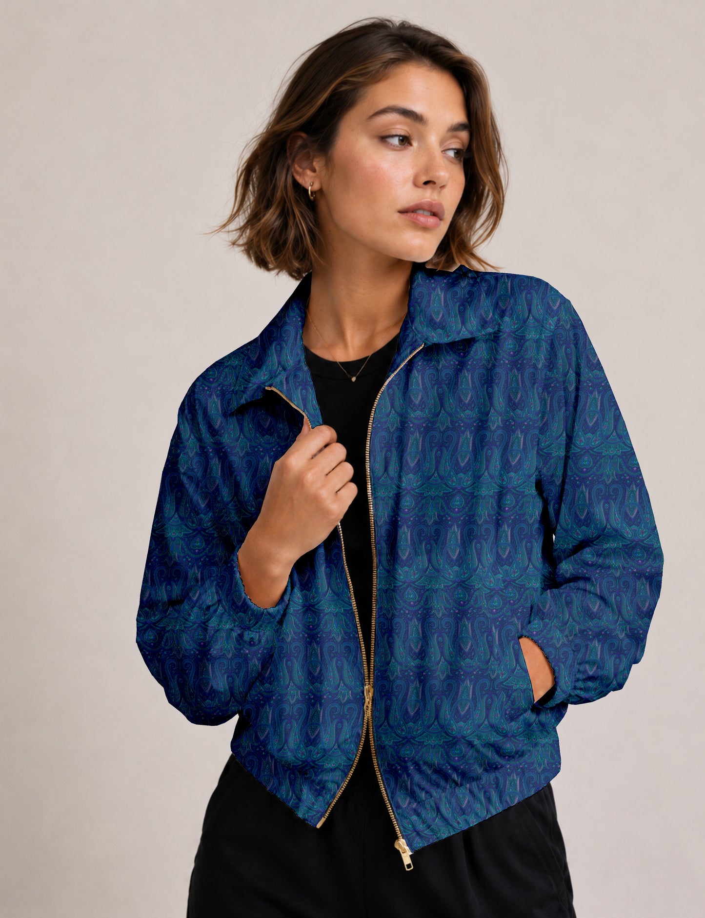 Bomber Jacket - Blue Paisley