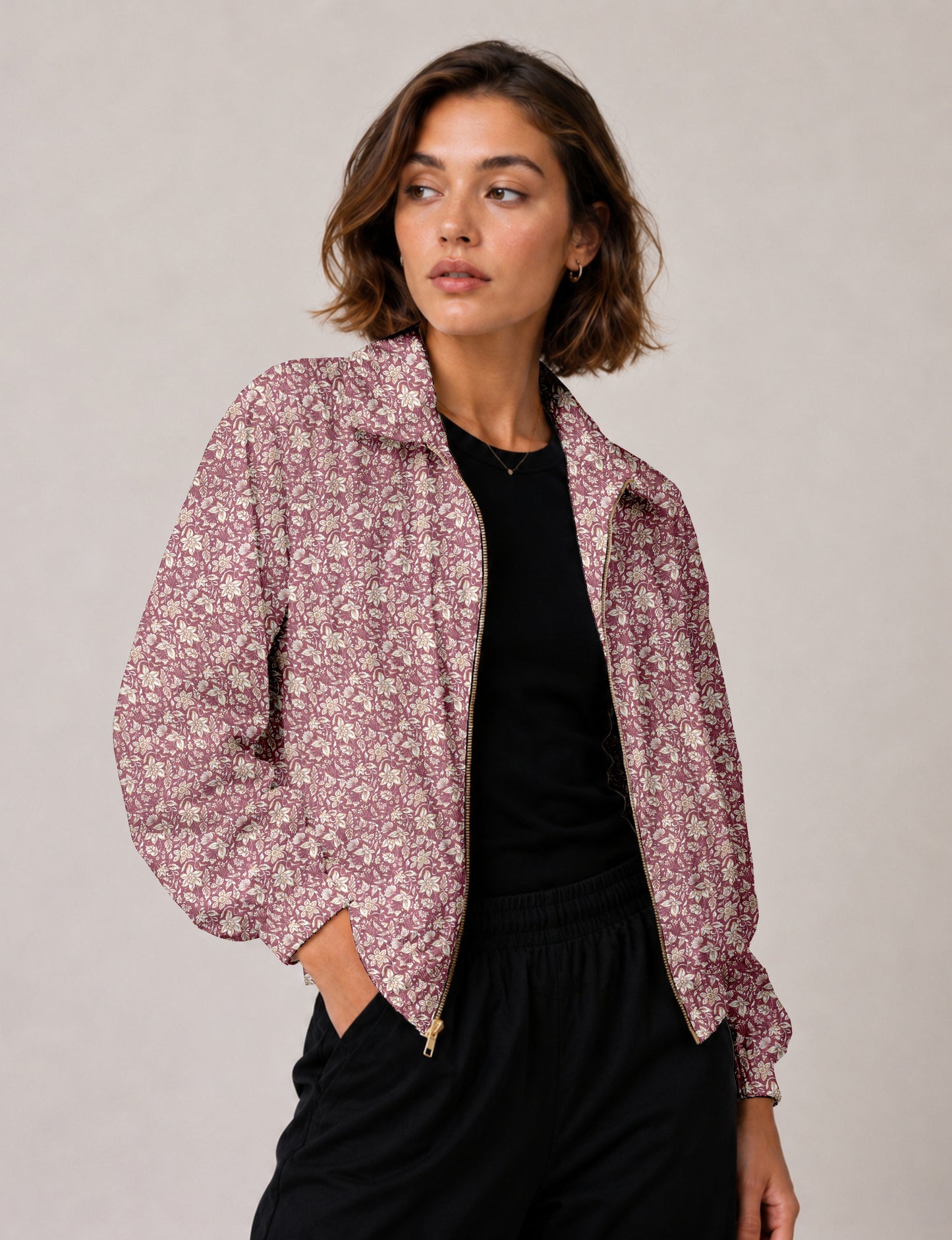 Bomber Jacket - Pink Floral