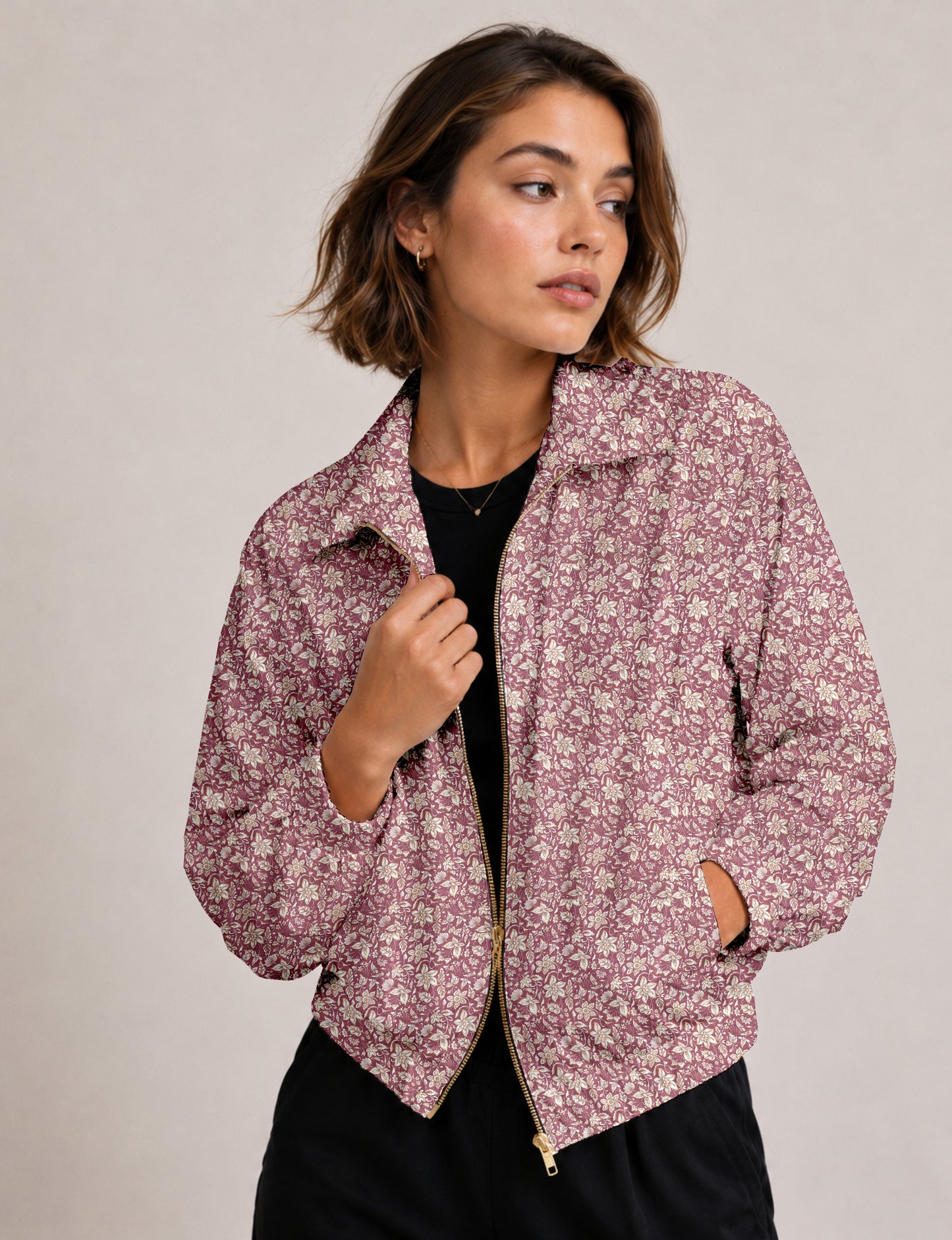 Bomber Jacket - Pink Floral