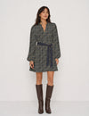 Swing dress with belt - Blue Paisley