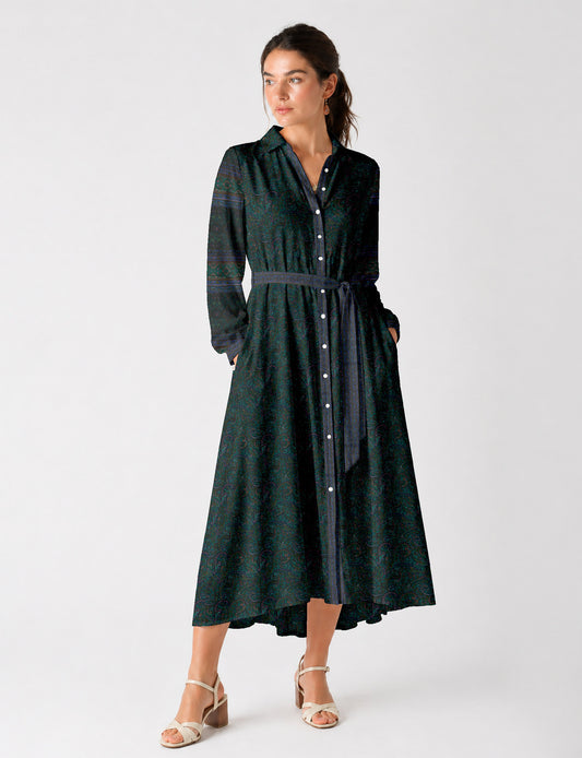 Long shirt dress - Blue Paisley