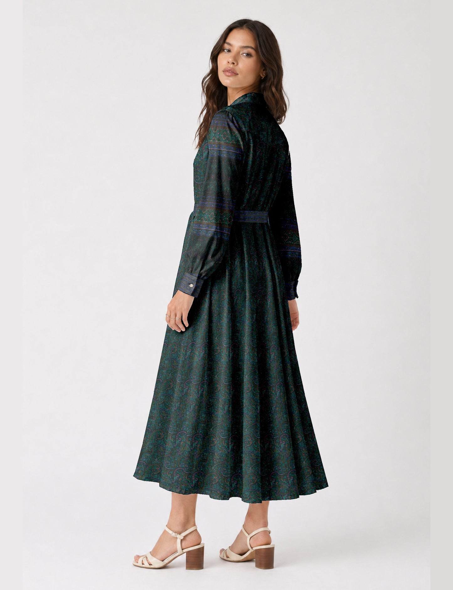 Long shirt dress - Blue Paisley