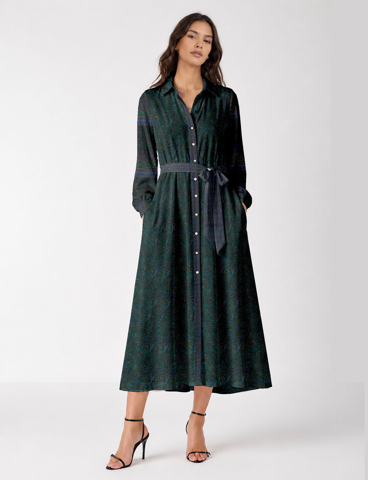 Long shirt dress - Blue Paisley