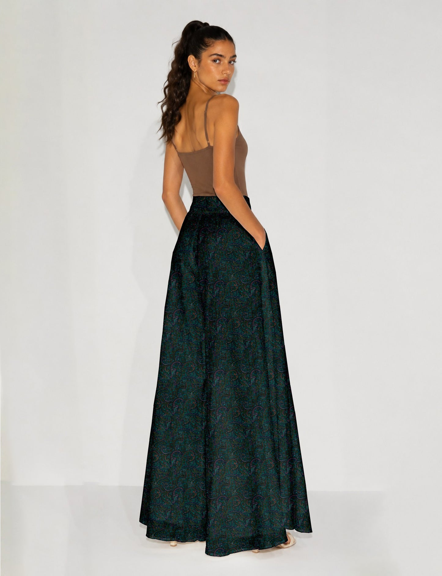 Wide Leg Palazzo Trousers - Blue Paisley
