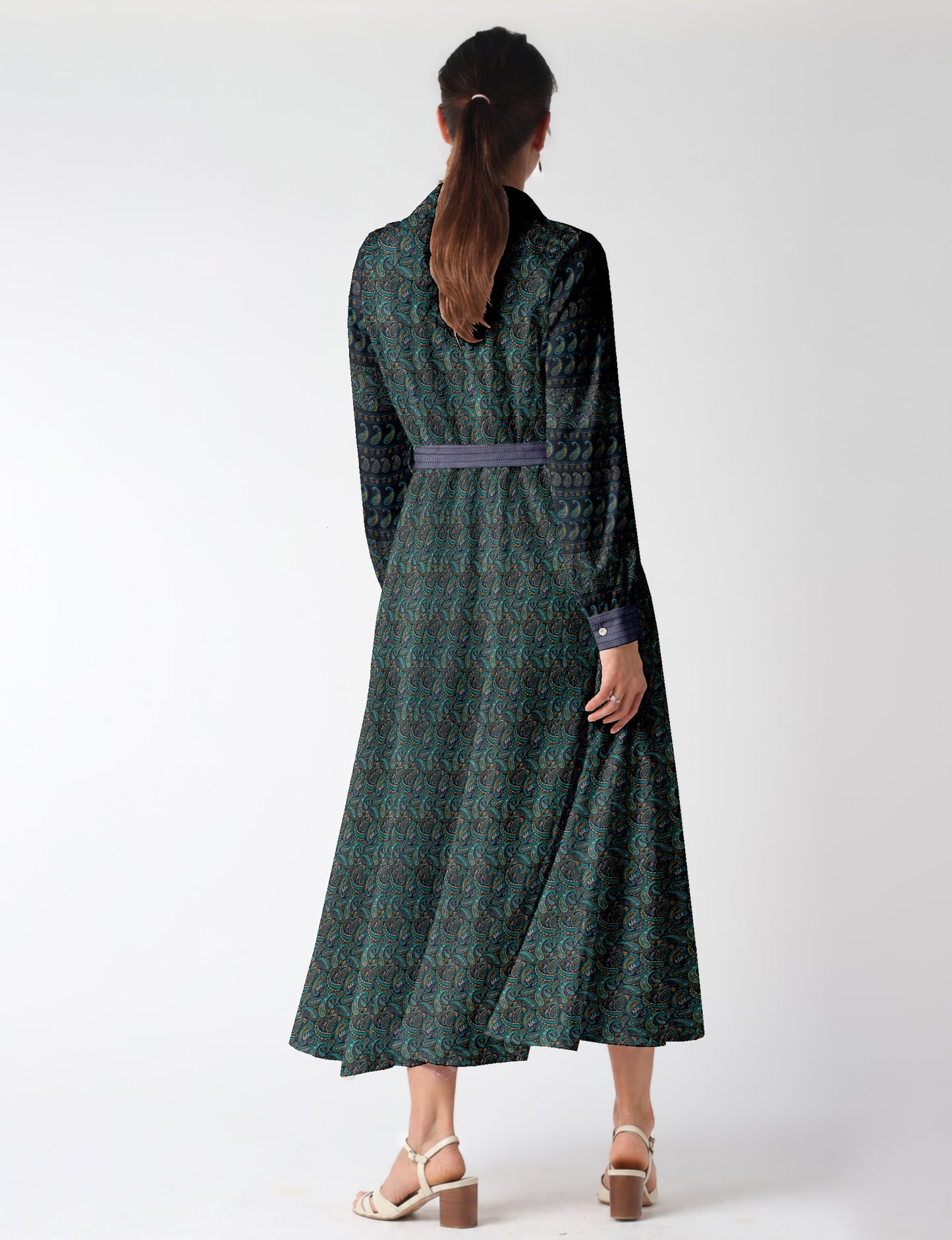 Long shirt dress - Blue Paisley